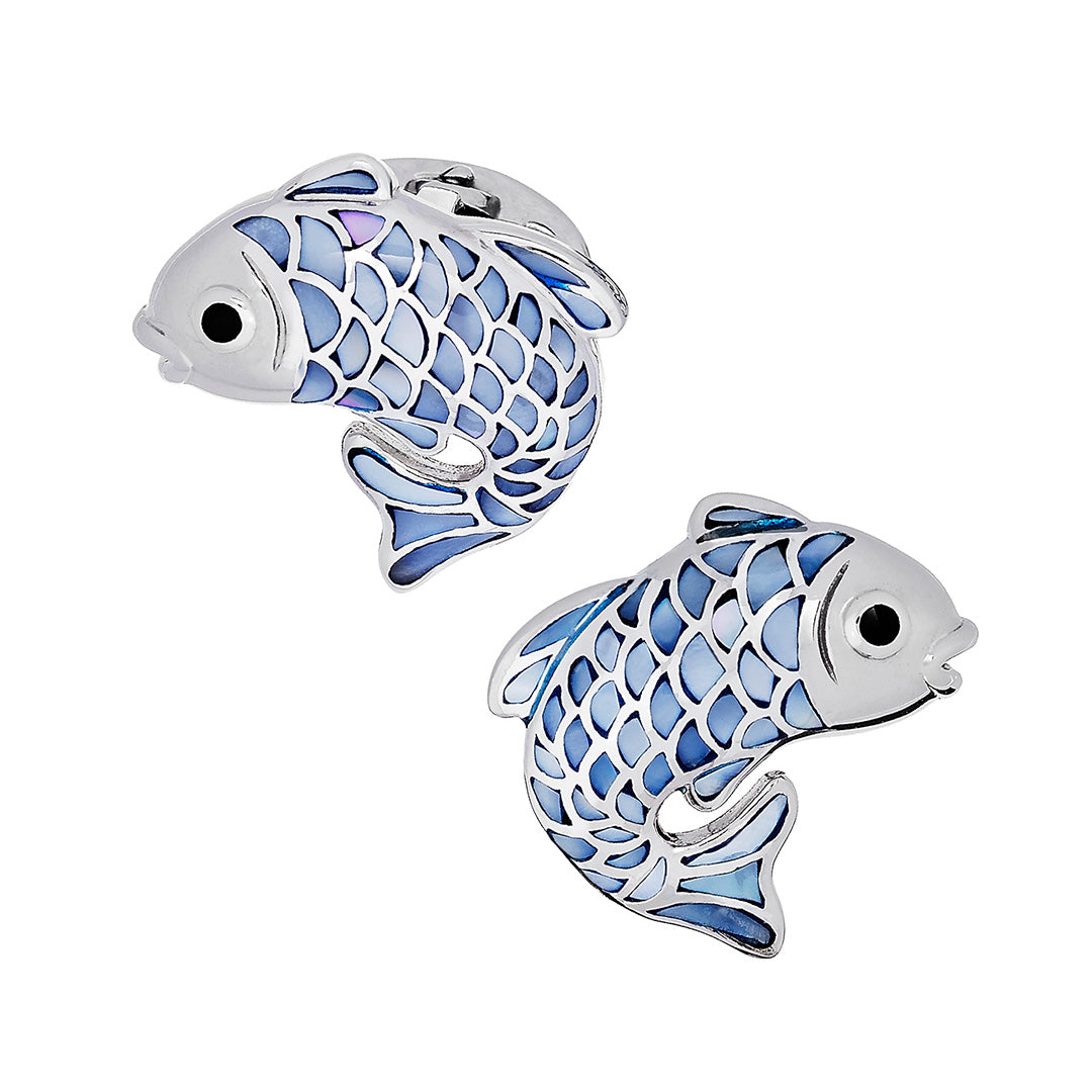 Mother of Pearl & Sterling Silver Koi Fish Cufflinks – Jan Leslie