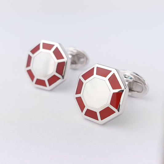 Octagon Enamel Silver Cufflinks