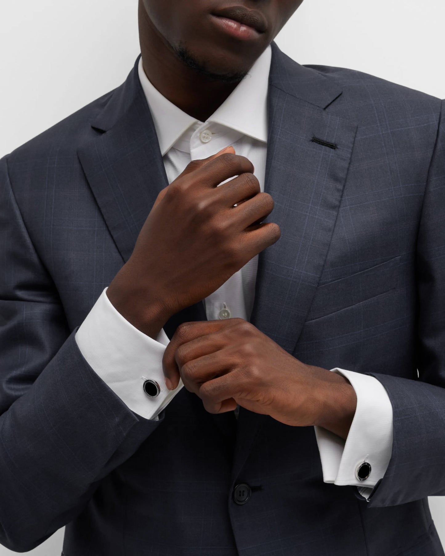 Rivet Etch Black Onyx Sterling Cufflinks