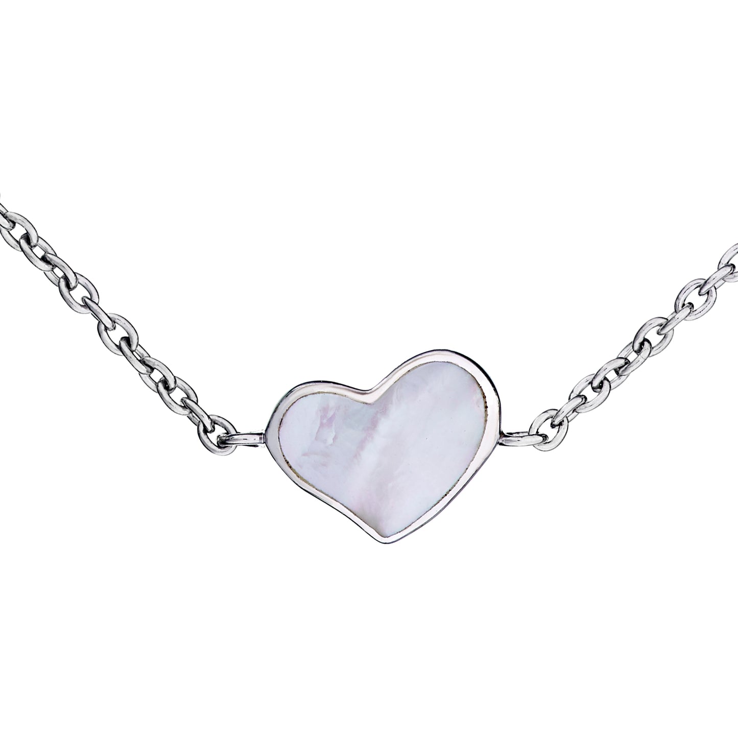 Mother of Pearl Heart Sterling Silver Bracelet