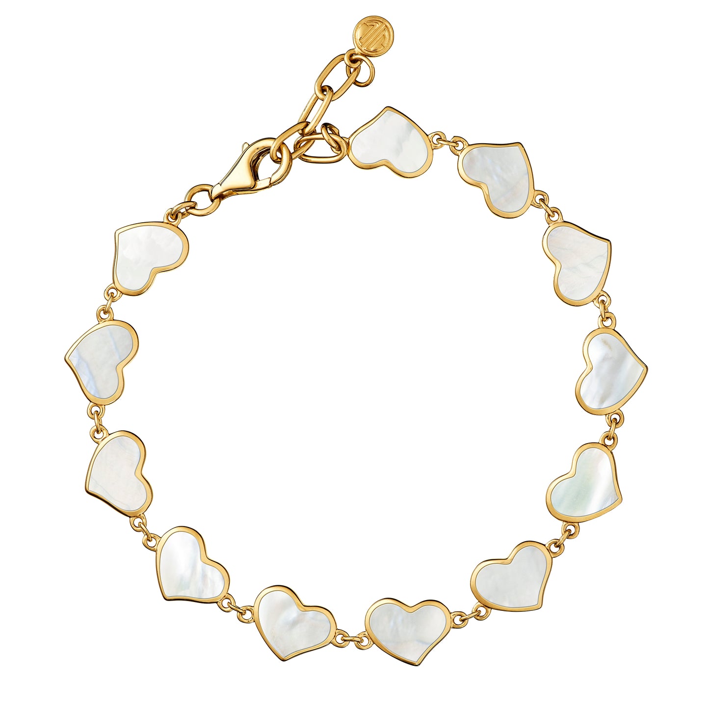 All Around Gemstone Heart Sterling Silver Bracelet with 18K Gold Vermeil