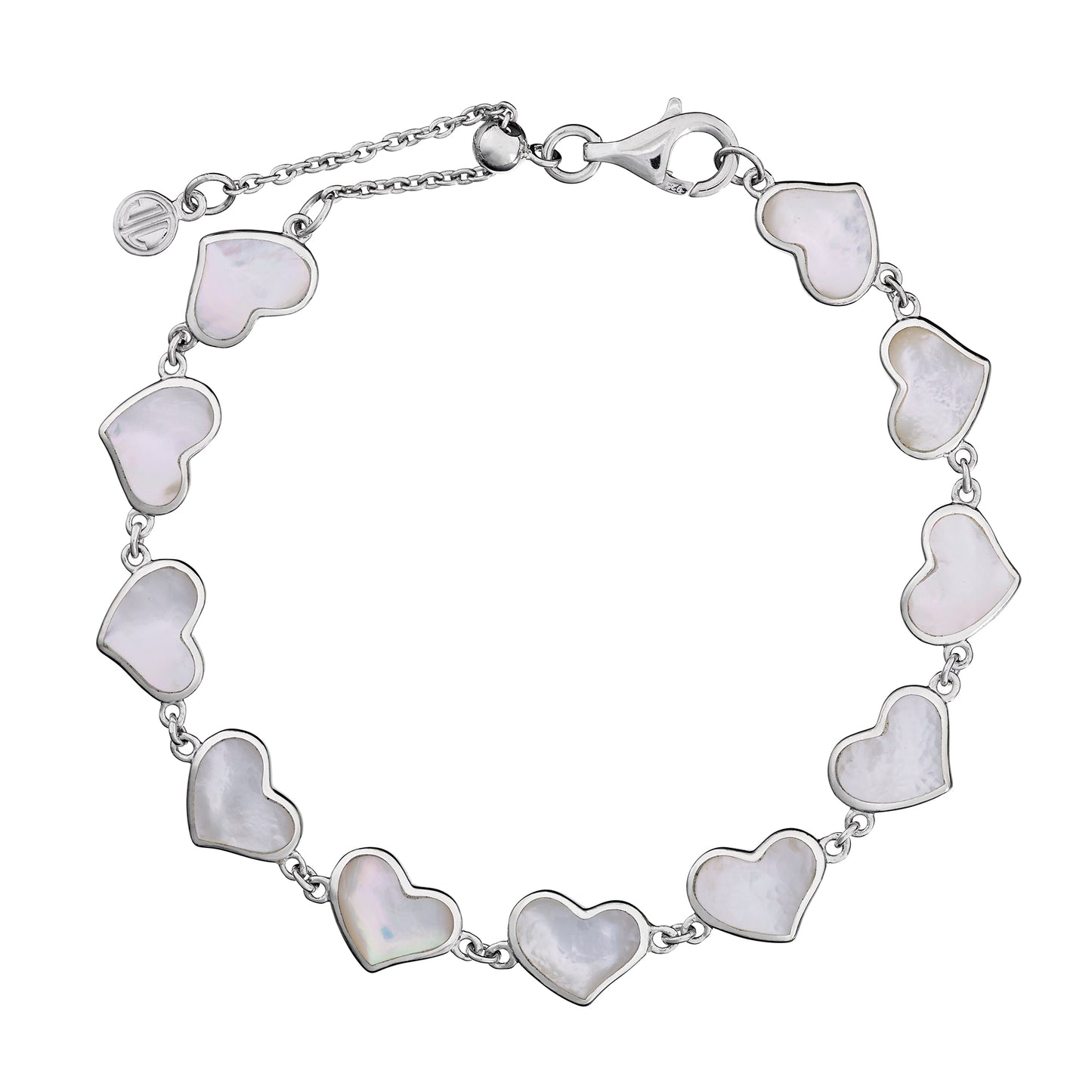 All Around Mother of Pearl Heart Sterling Silver Bracelet