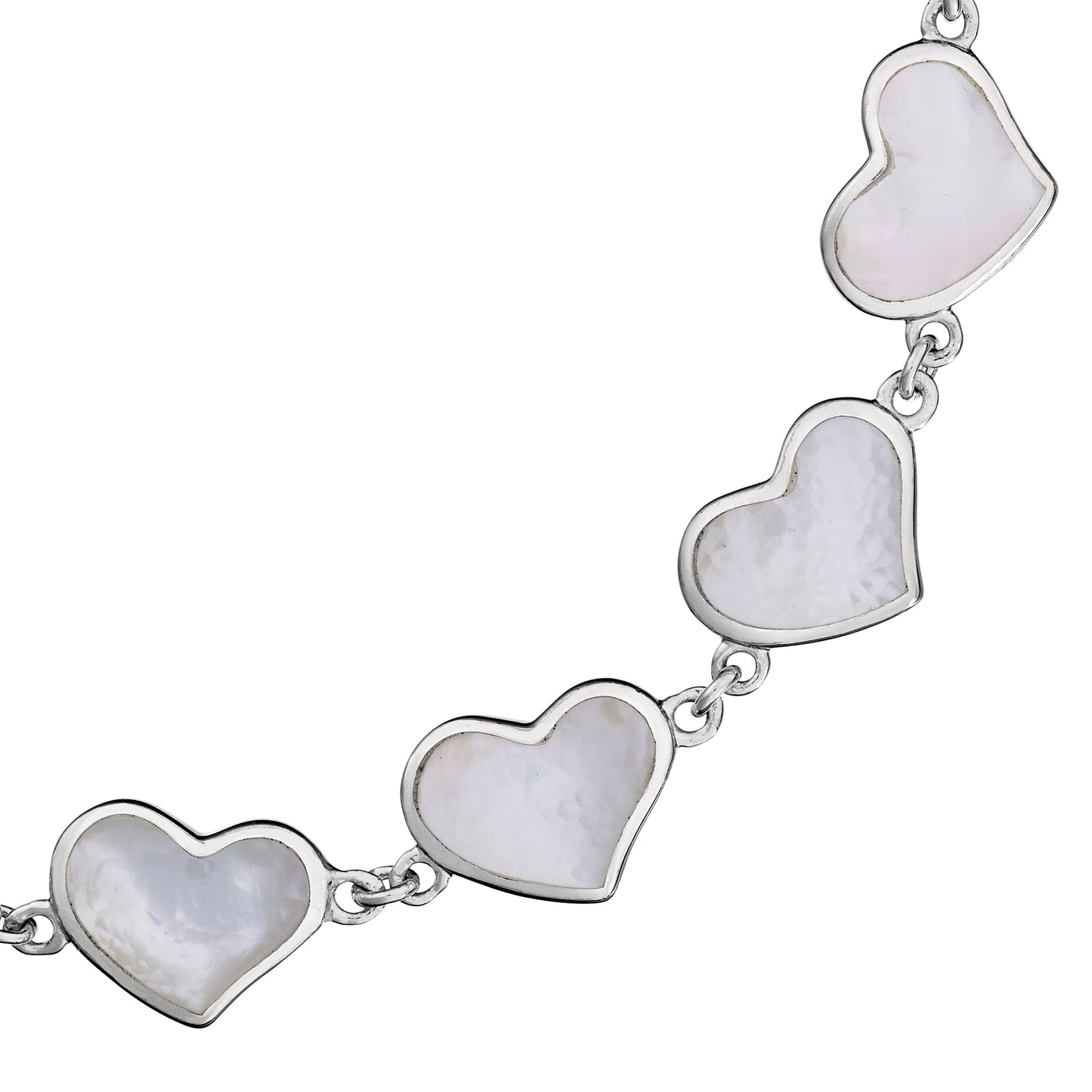 All Around Mother of Pearl Heart Sterling Silver Bracelet