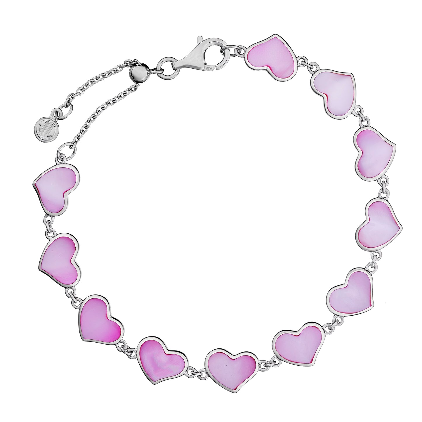 All Around Mother of Pearl Heart Sterling Silver Bracelet