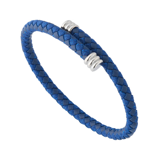 Braided Leather Bracelet with Flexible Spring Fit