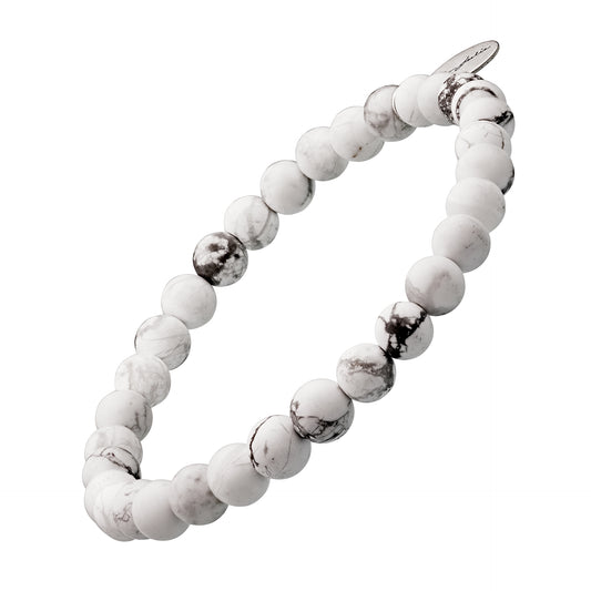 White Howlite Sterling Stretch Bracelet