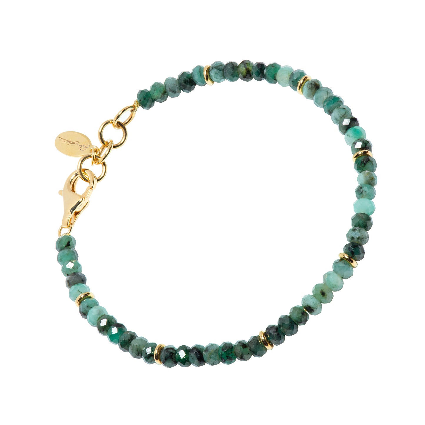 Emerald Bead Bracelet Gold