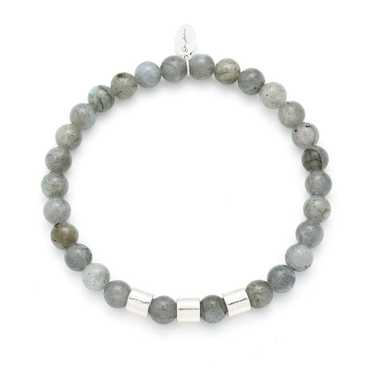 Labradorite Beads and Sterling Elastic Bracelet