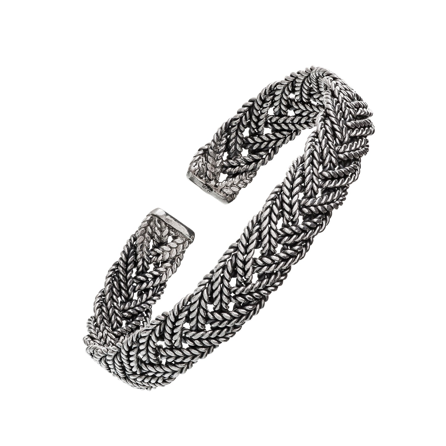 Wide Braided Sterling Cuff Bracelet