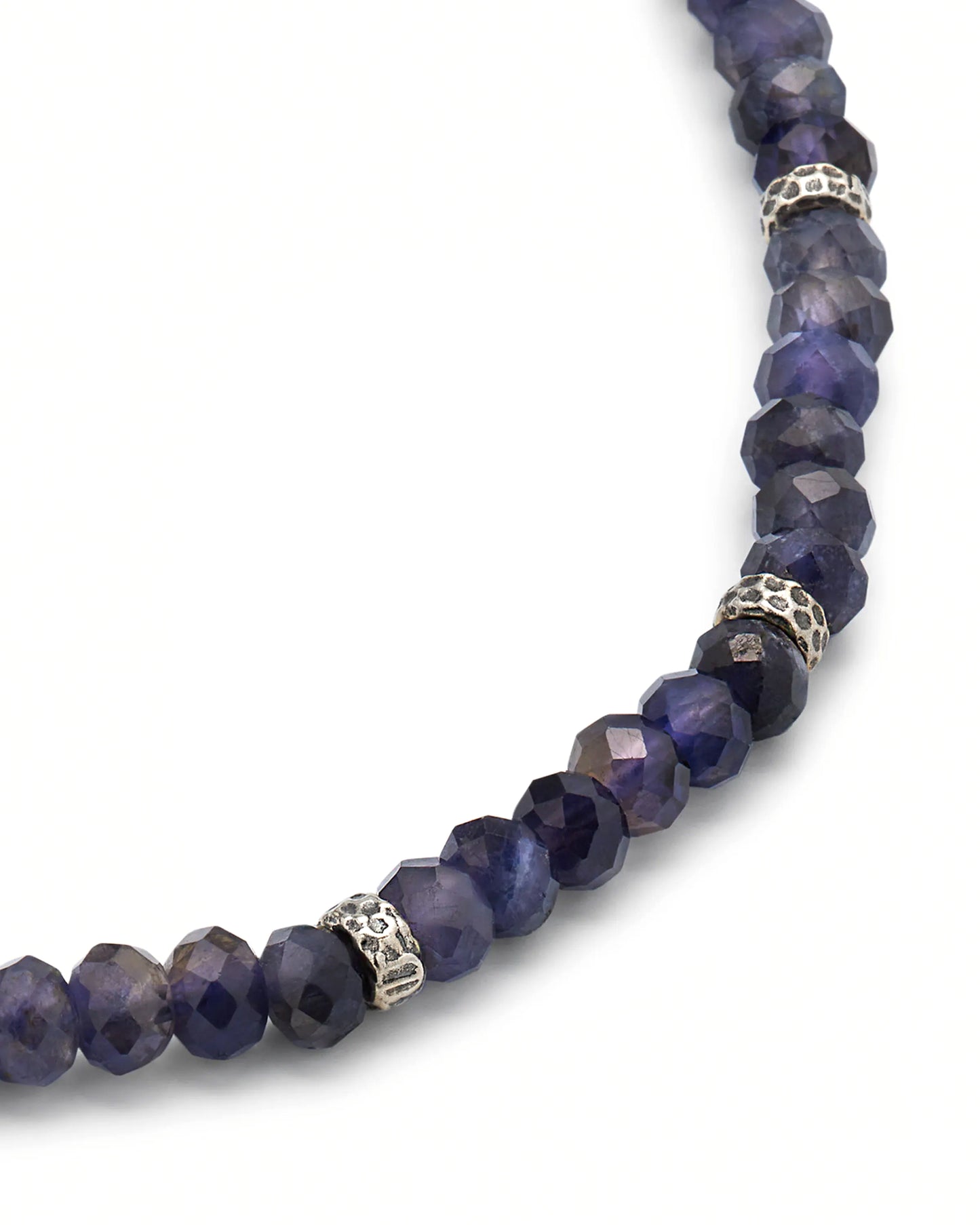 Faceted Blue Sapphires Sterling Pull Bracelet