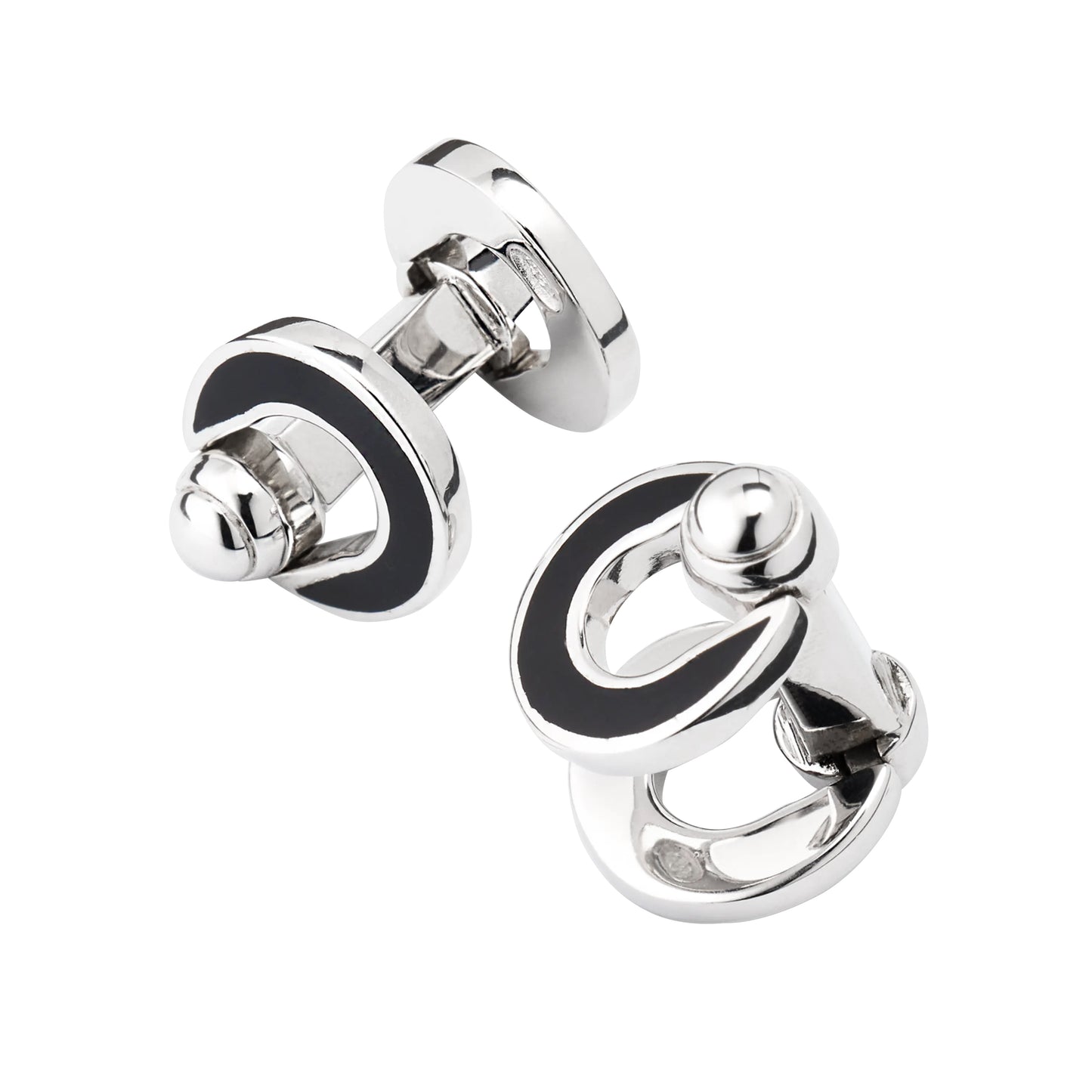 Horseshoe Flip Sterling Black Cufflinks