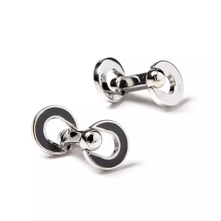 Horseshoe Flip Sterling Black Cufflinks