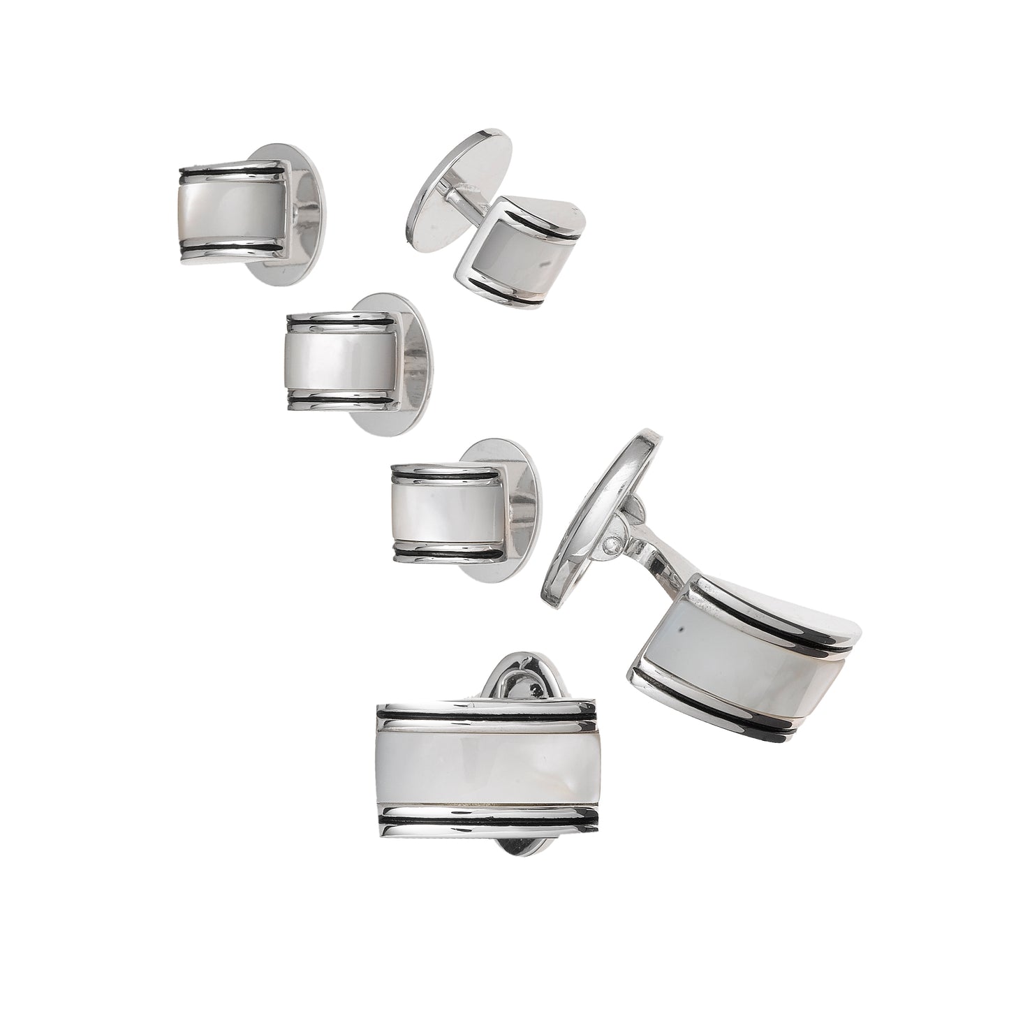 Curved Rectangle Sterling Cufflinks & Studs