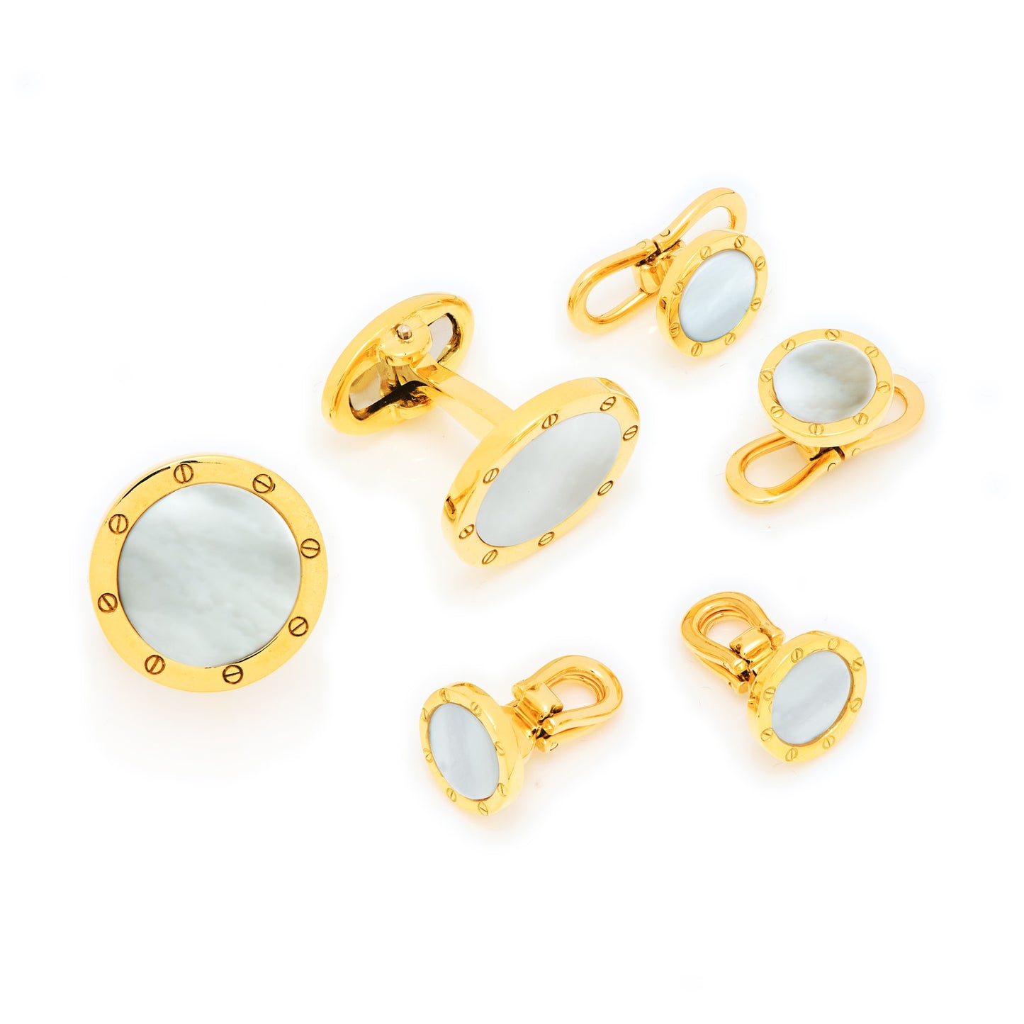 White Pearl 18Karat Gold Cufflinks & Studs