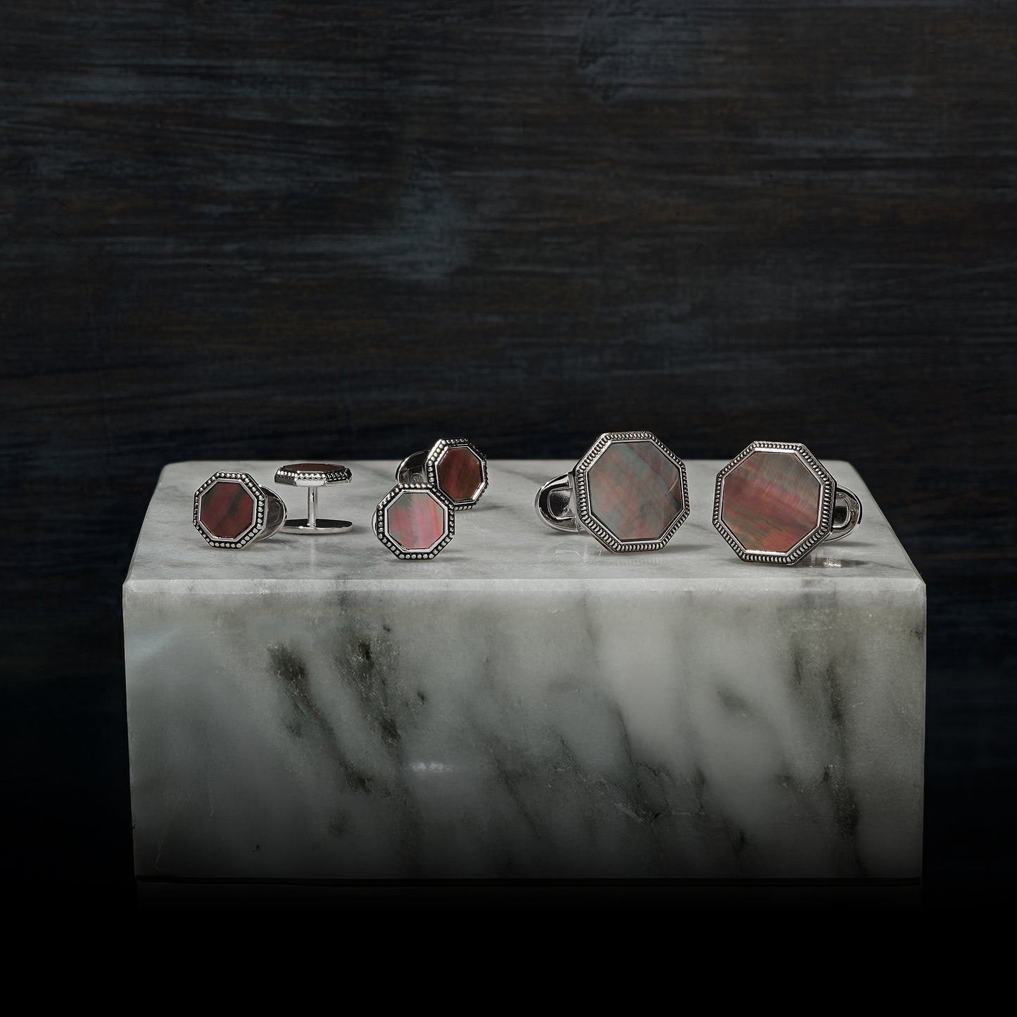 Octagon Antique Sterling Cufflinks & Studs