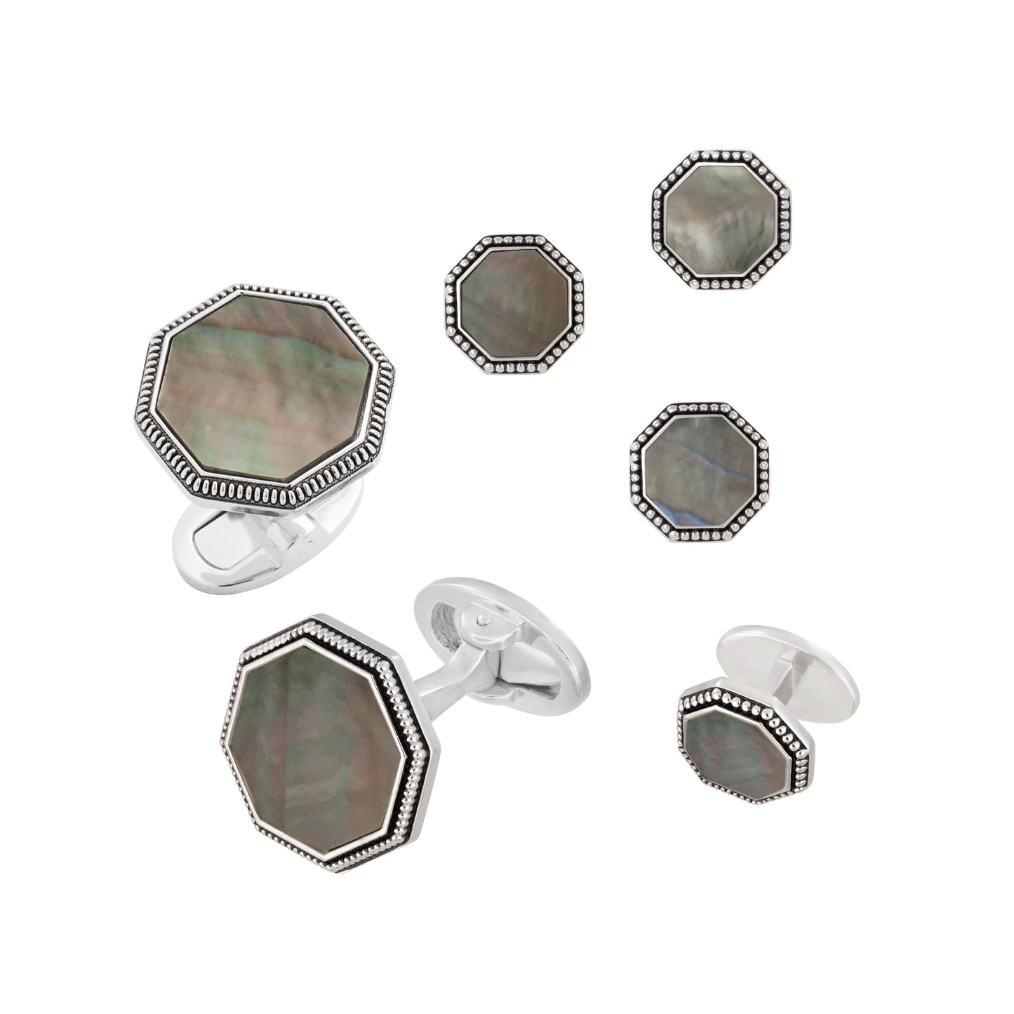 Octagon Antique Sterling Cufflinks & Studs