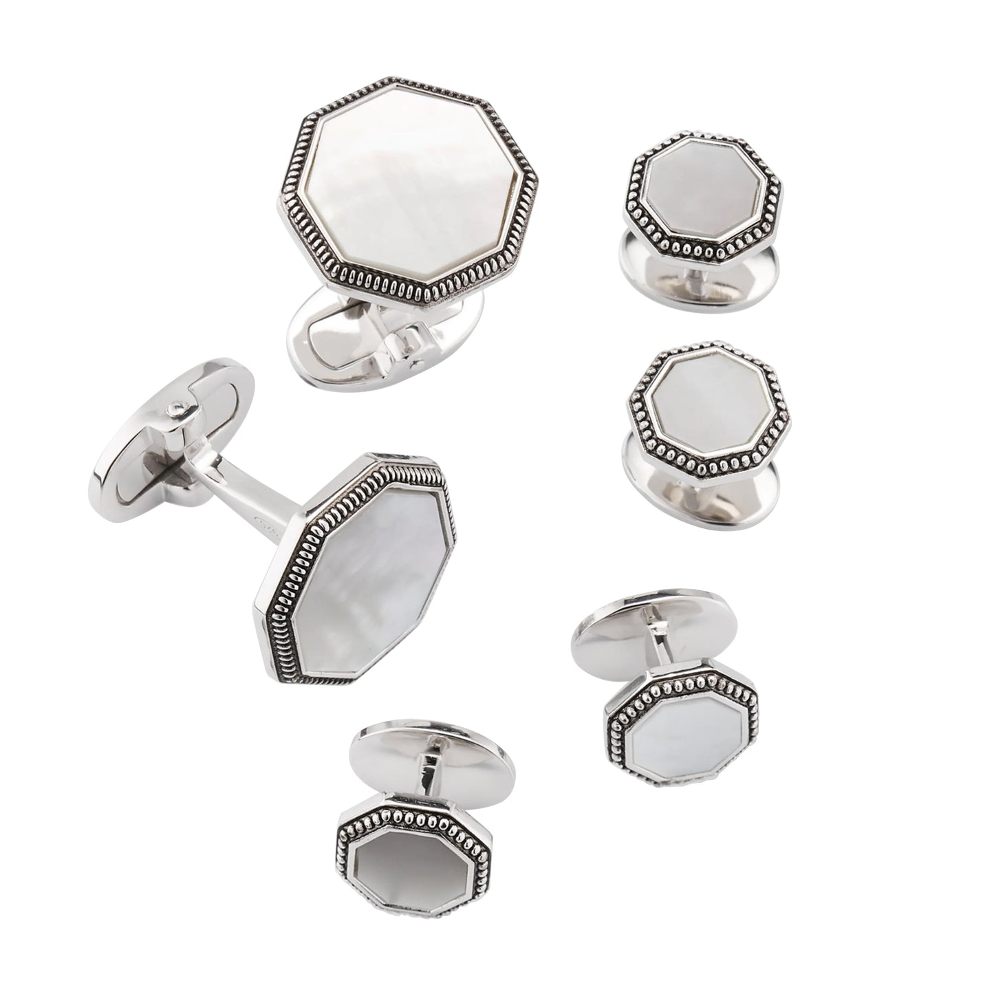 Octagon Antique Sterling Cufflinks & Studs