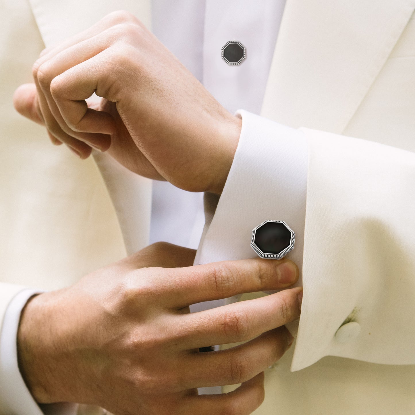 Octagon Antique Sterling Cufflinks & Studs