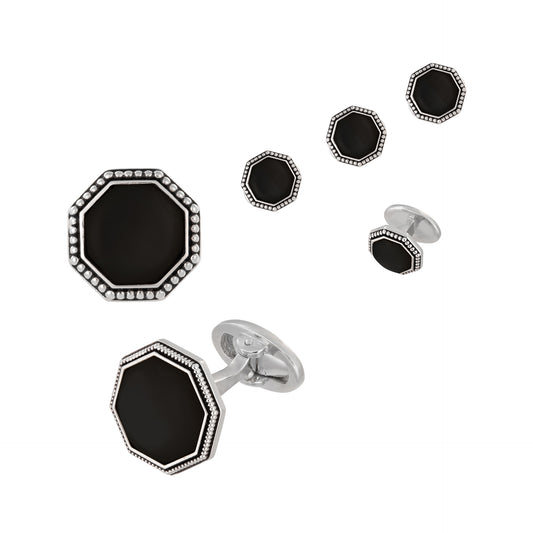 Octagon Antique Sterling Cufflinks & Studs