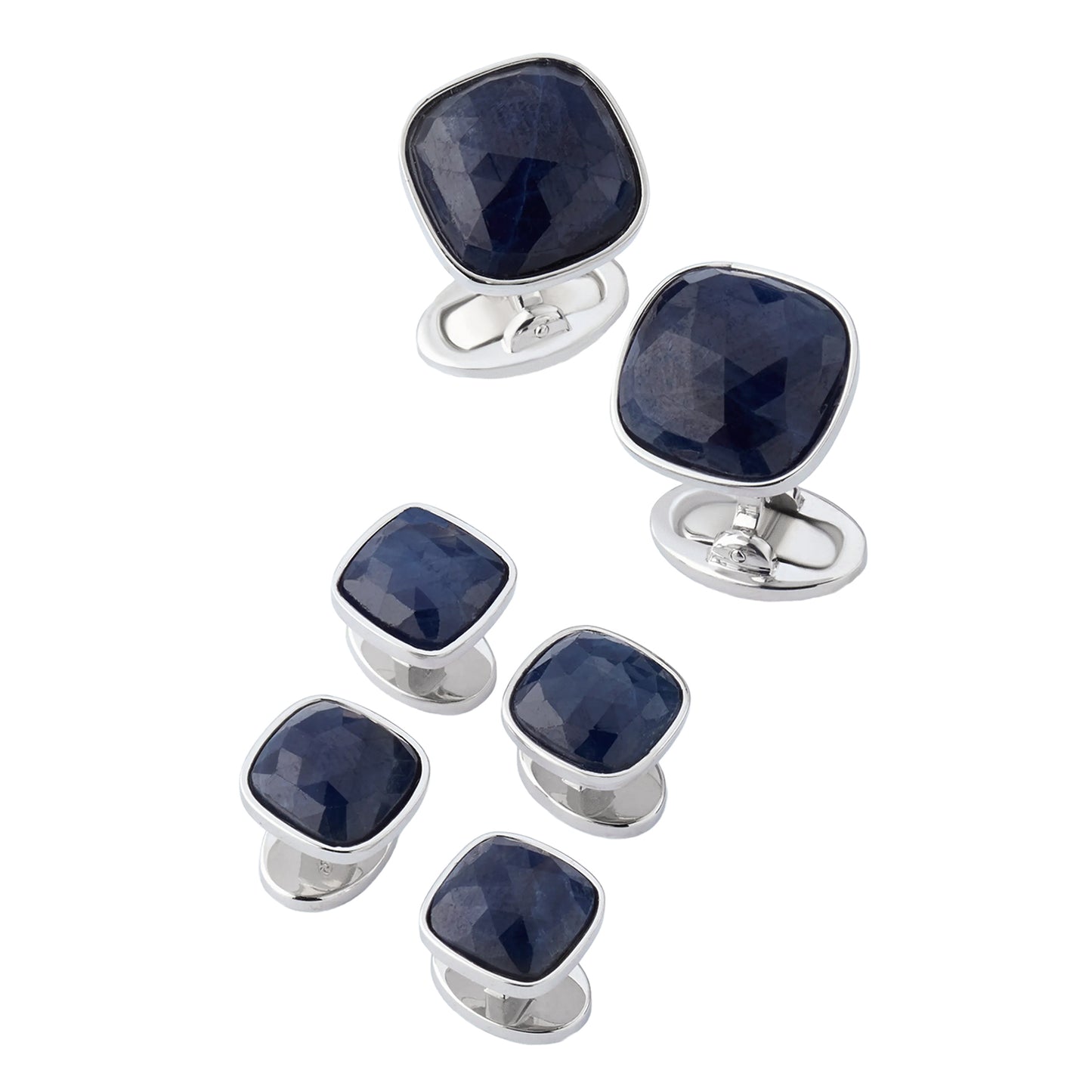 Sapphire Square Sterling Cufflink Stud Set