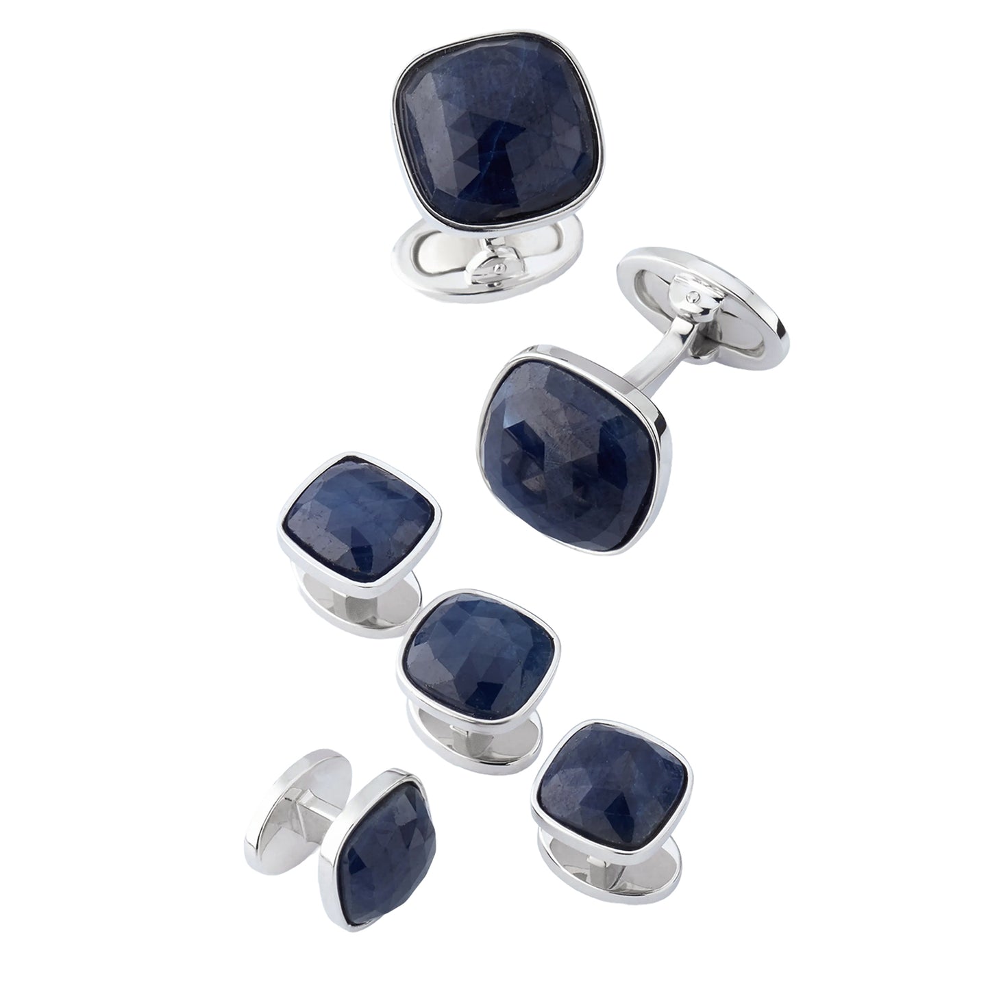 Sapphire Square Sterling Cufflink Stud Set