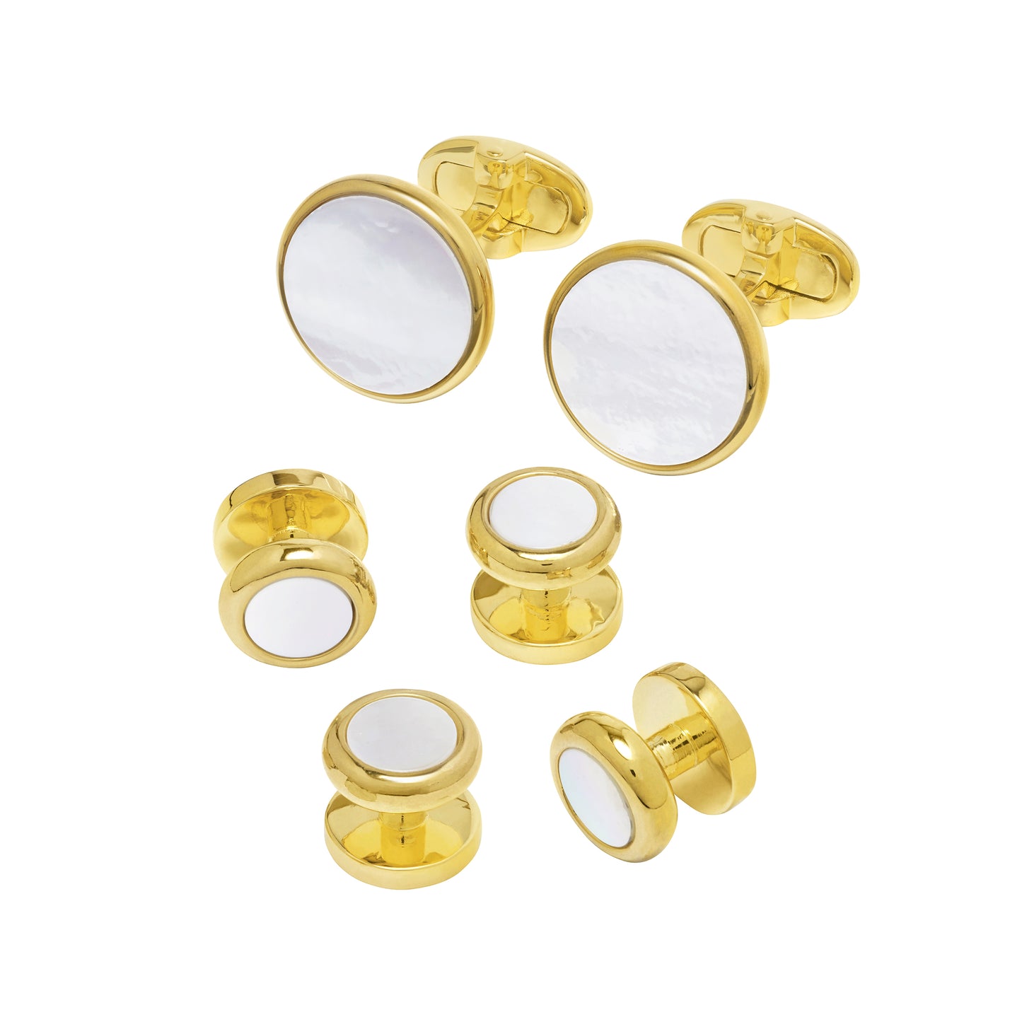 Round Classic Gold Vermeil Sterling Cufflink & Tuxedo Set