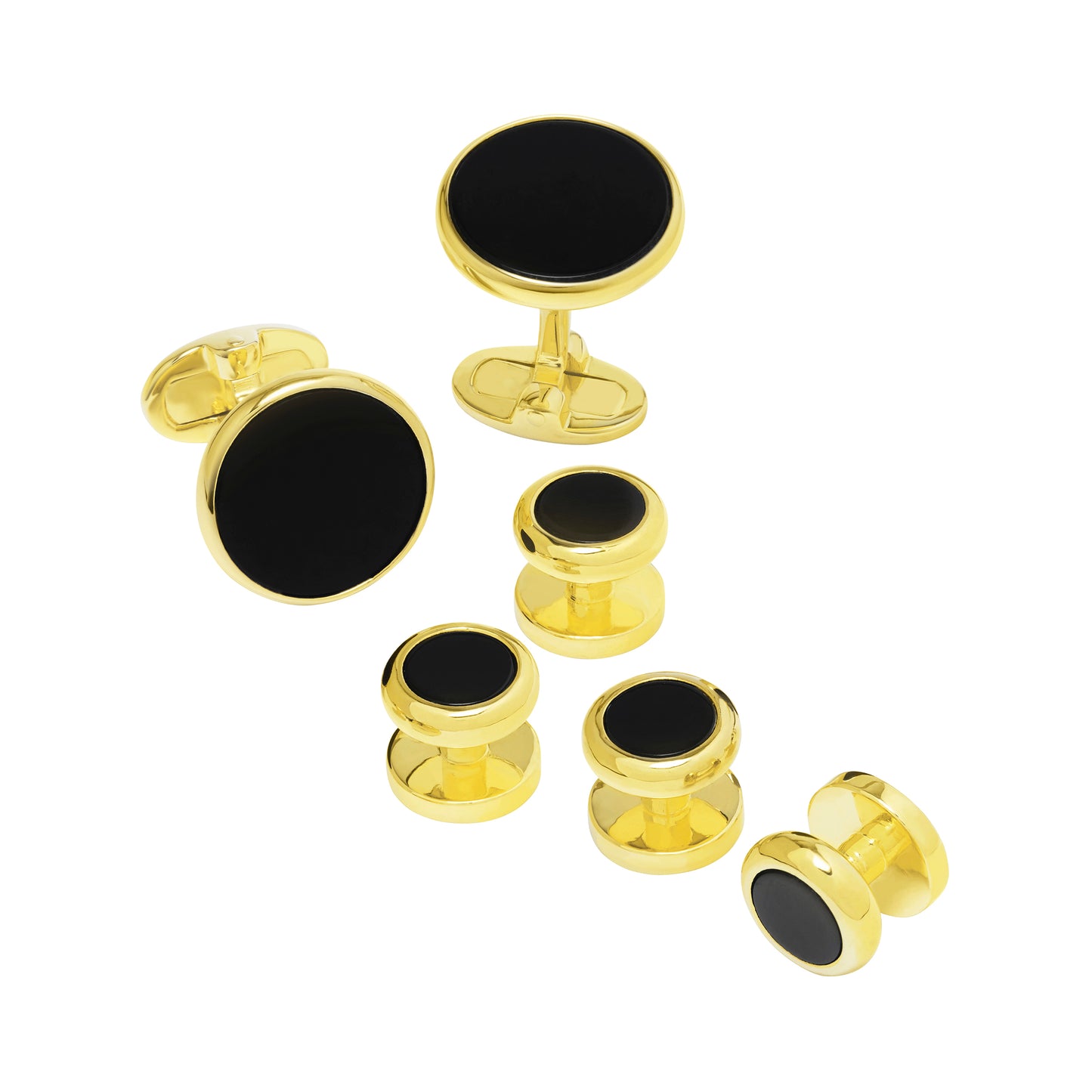 Round Classic 18KT Vermeil Cufflink & Tuxedo Button Set