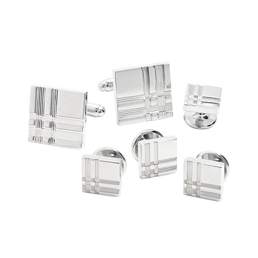 Tartan Plaid sterling silver stud set