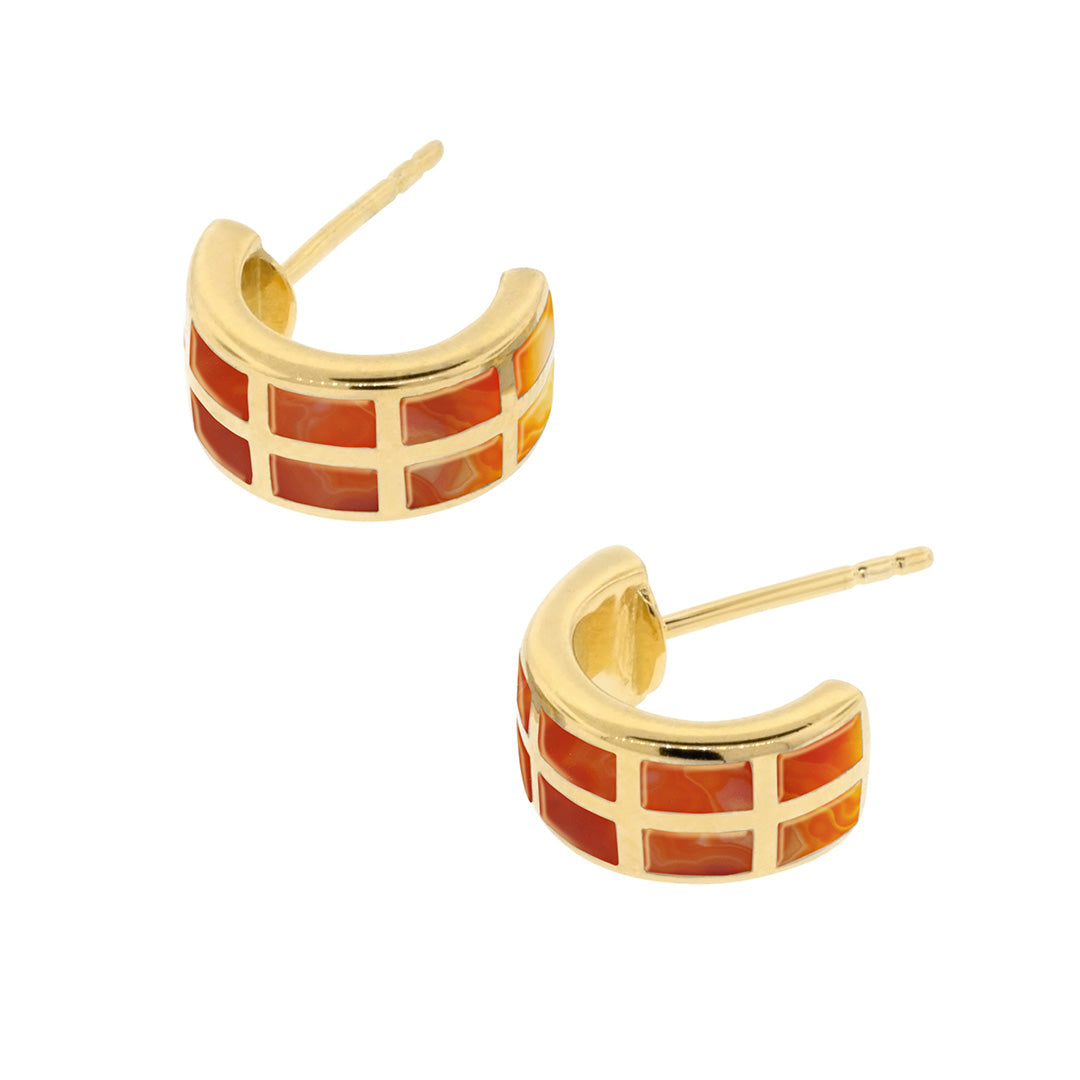 Dash Climber Gemstone 18K Gold Vermeil Sterling Silver Earrings with carnelian inlay I Jan Leslie Cufflinks and Accessories. 