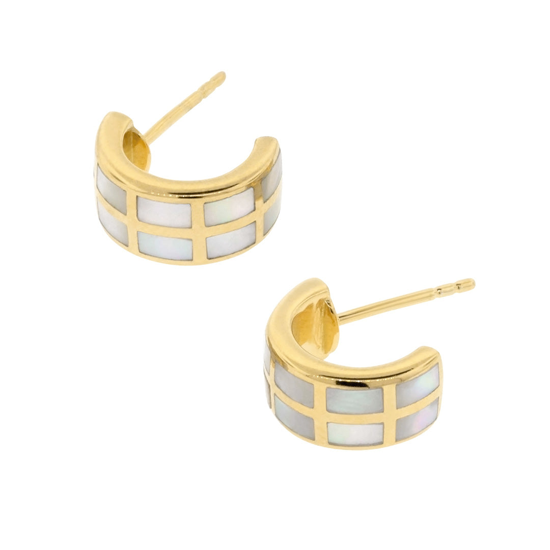 Dash Climber Gemstone 18K Gold Vermeil Sterling Silver Earrings with mother of pearl inlay I Jan Leslie Cufflinks and Accessories. 