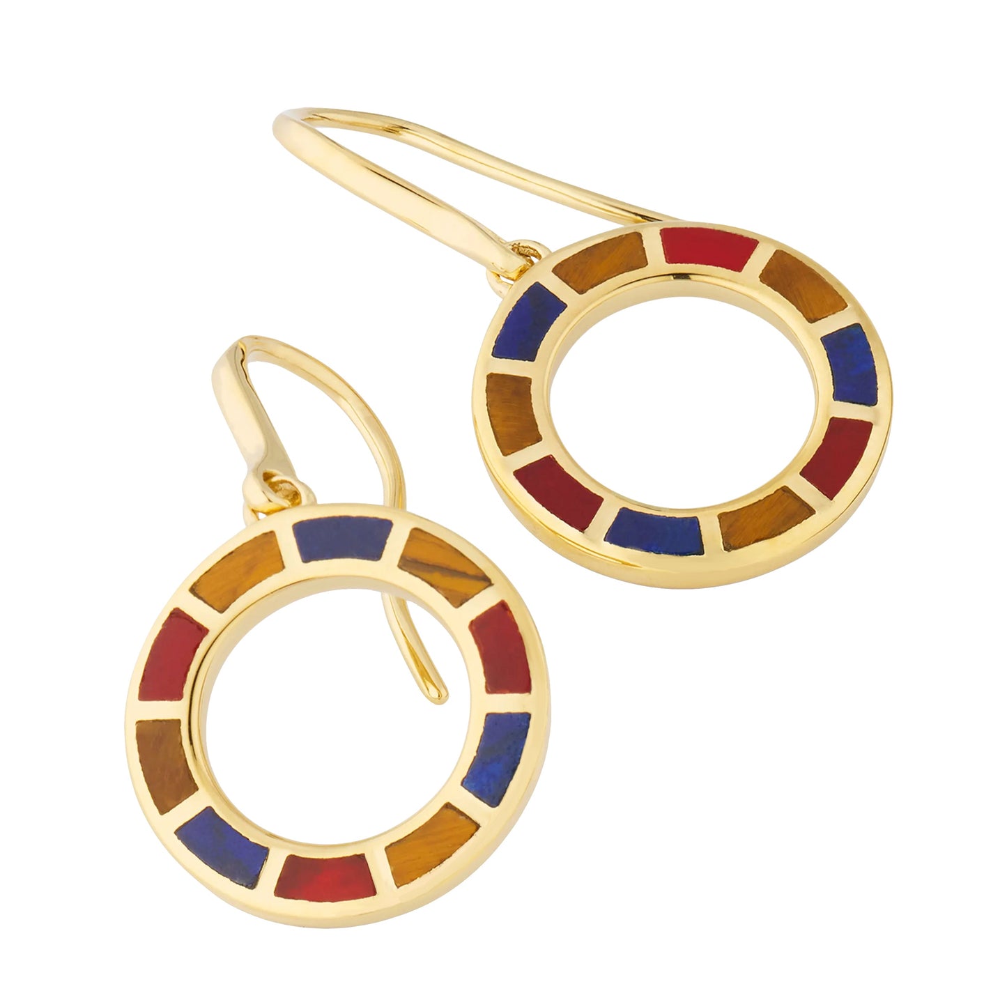 Dash Circle Multicolor Gemstone Gold Vermeil Sterling Drop Earrings