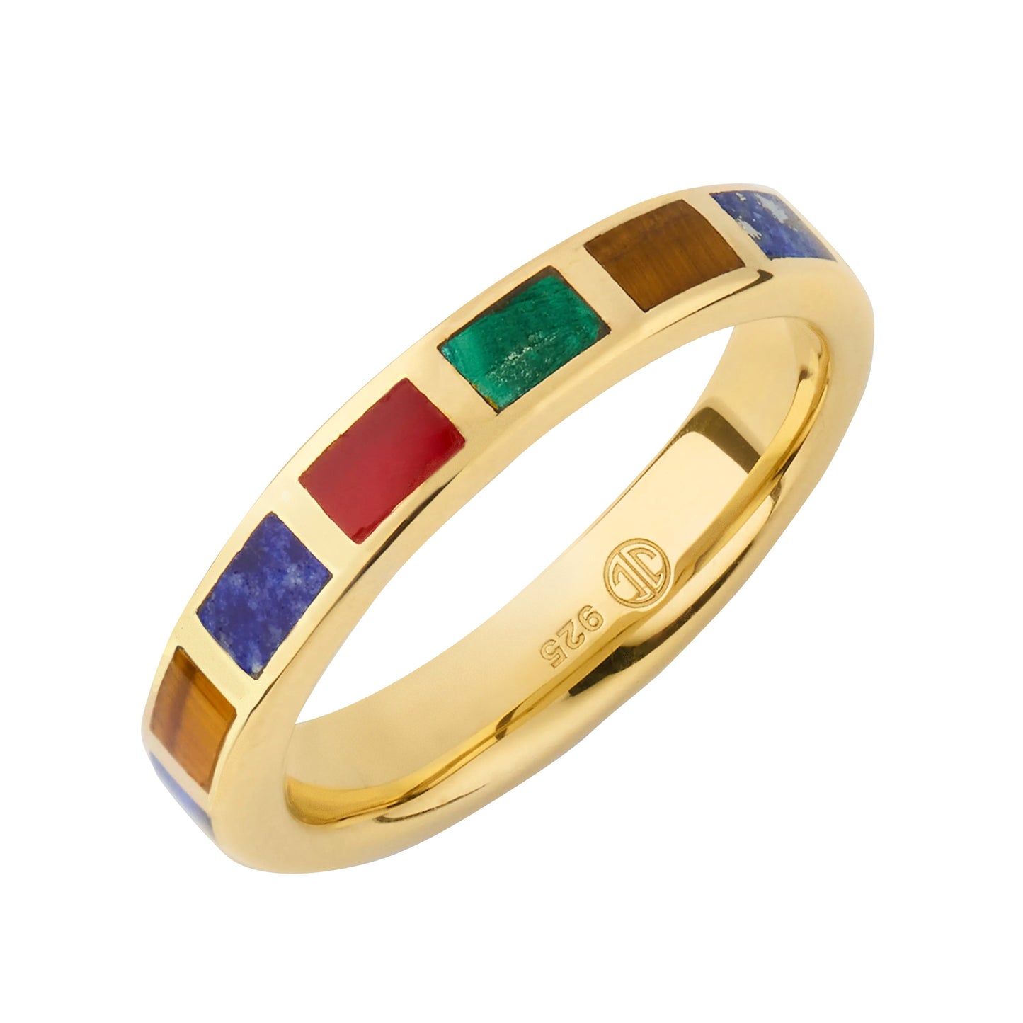 Multicolor Dash Rectangle Multicolor Gemstone 18k Vermeil Stackable Ring