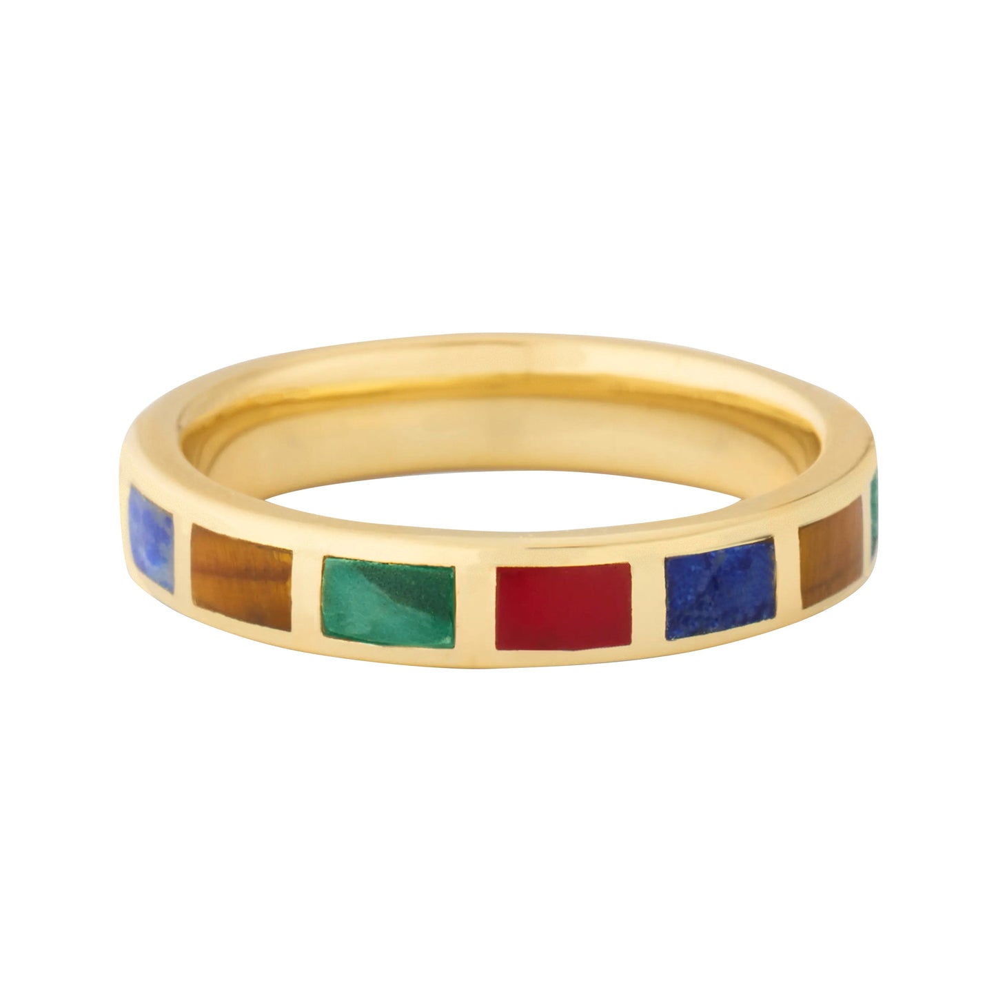 Multicolor Dash Rectangle Multicolor Gemstone 18k Vermeil Stackable Ring