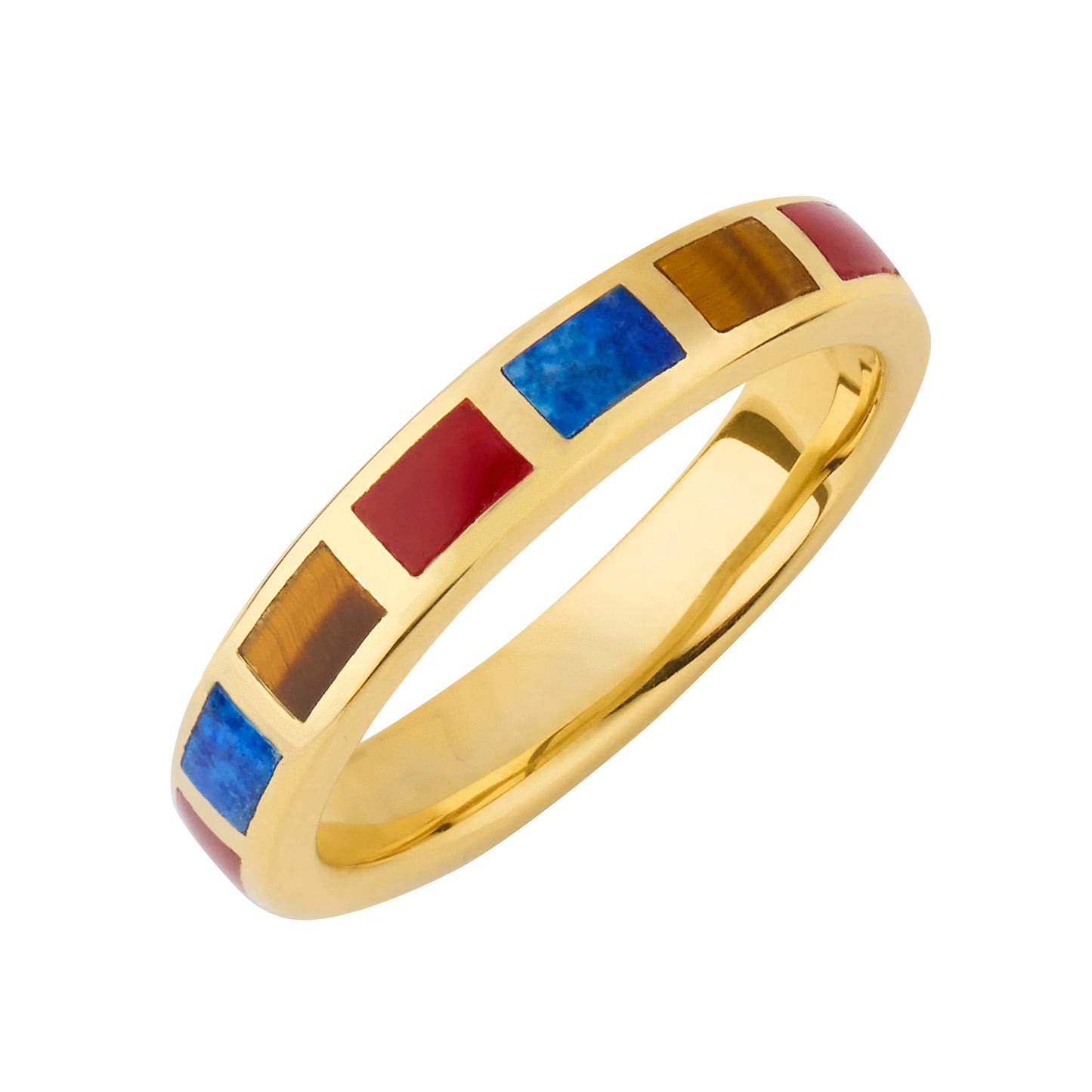 Multicolor Dash Rectangle Multicolor Gemstone 18k Vermeil Stackable Ring