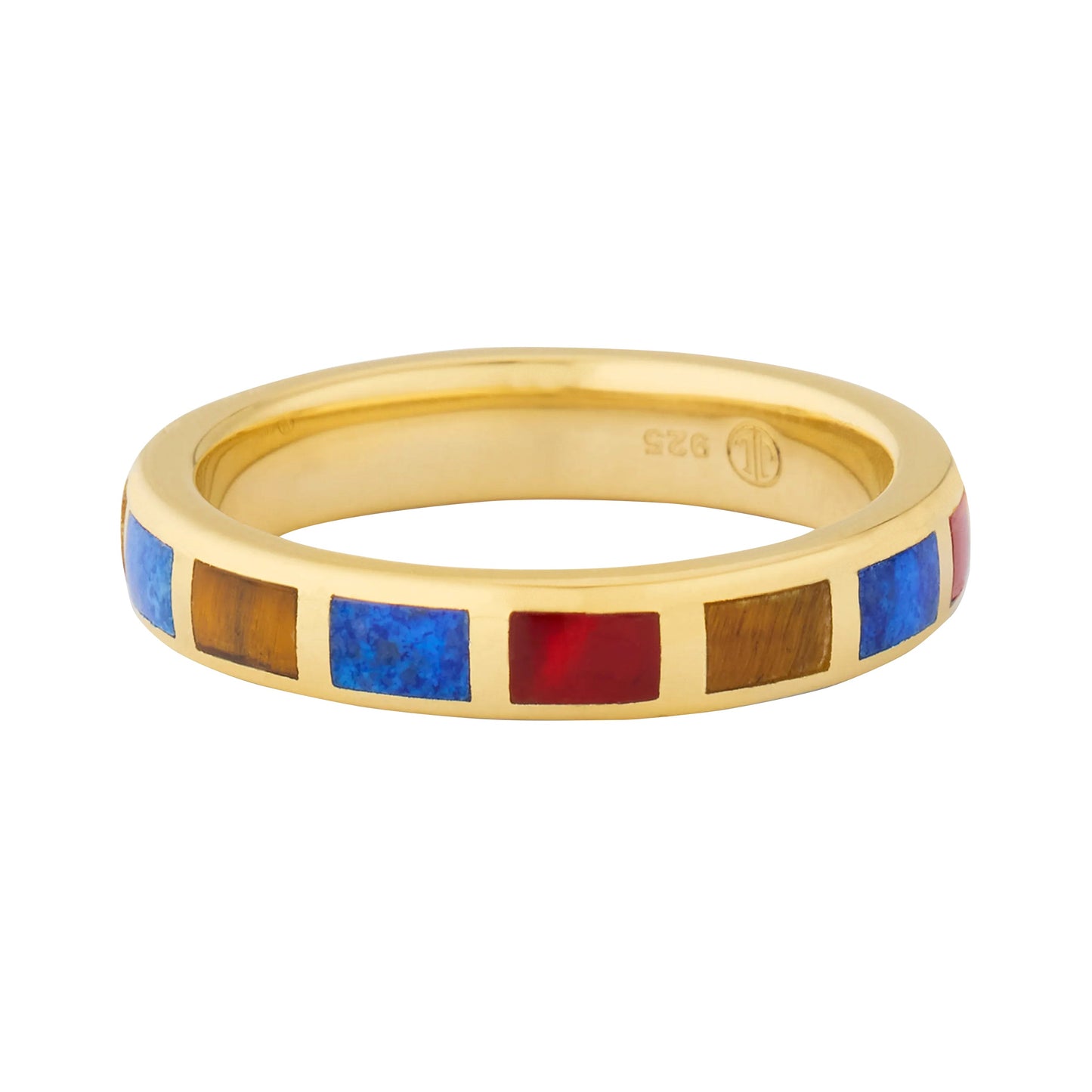 Multicolor Dash Rectangle Multicolor Gemstone 18k Vermeil Stackable Ring