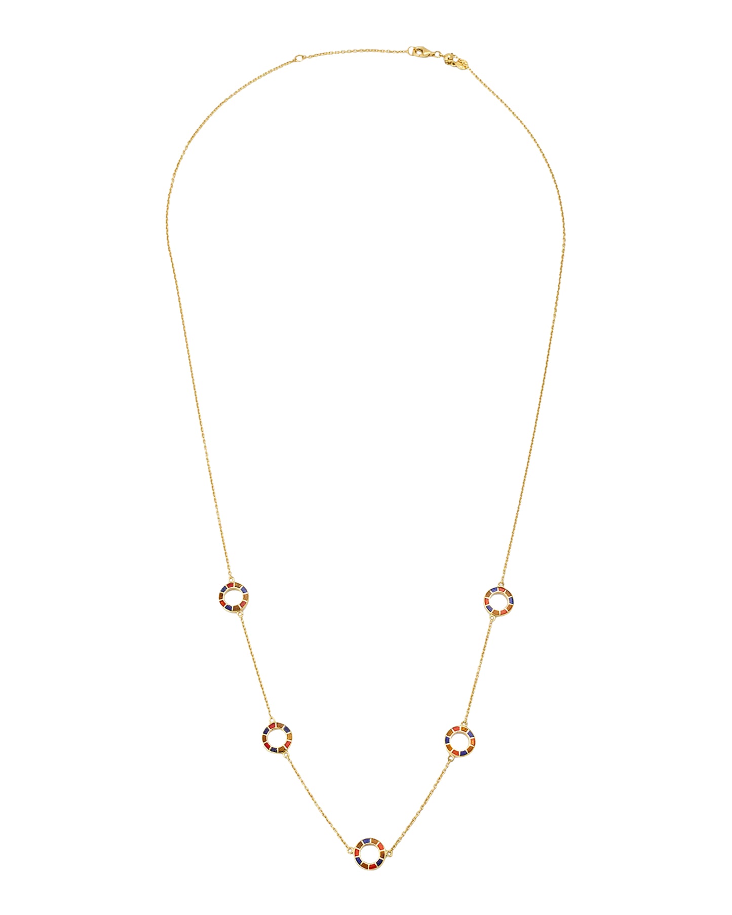 Dash Circle Five Station Gold Vermeil Sterling Necklace