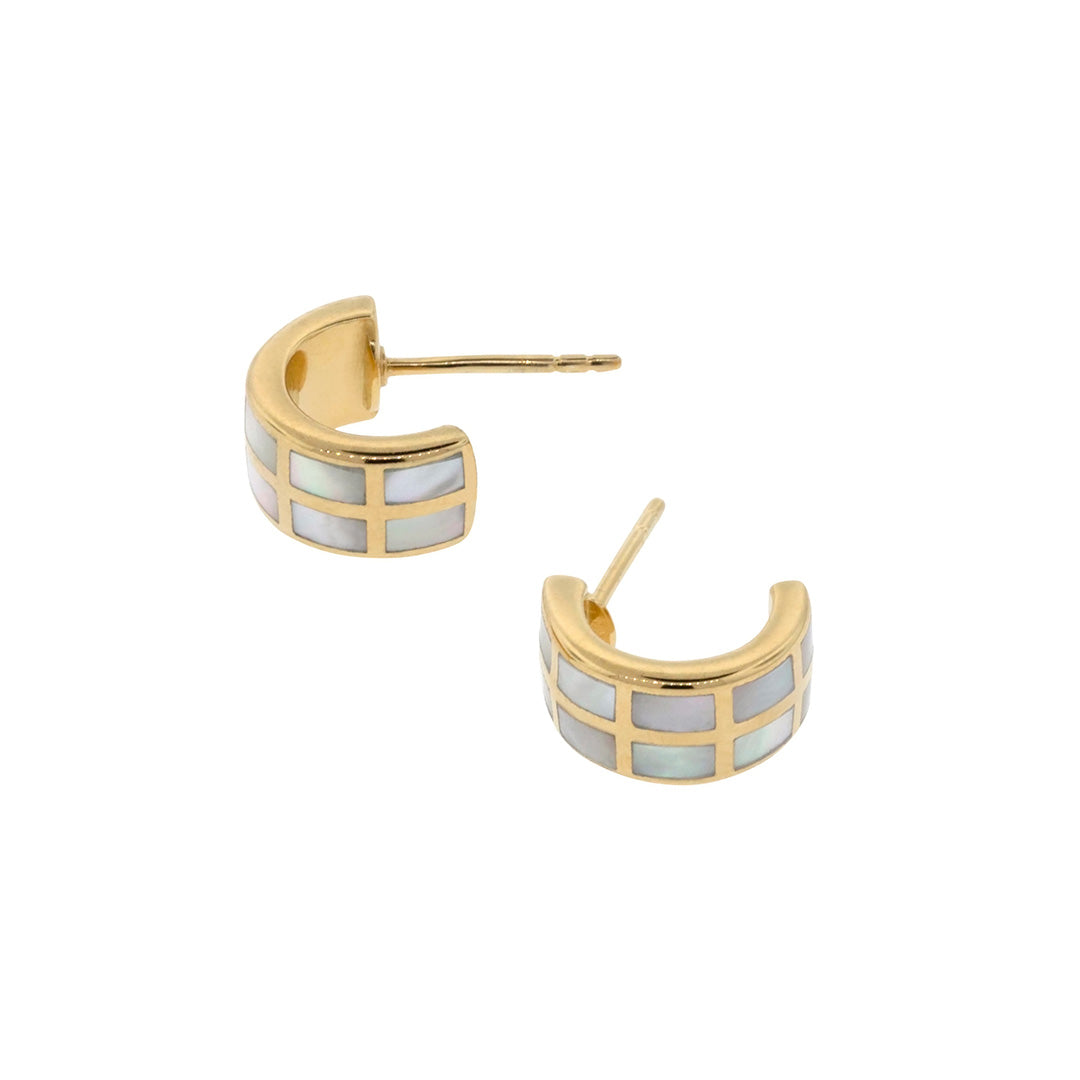 Dash Climber Gemstone 18K Gold Vermeil Sterling Silver Earrings with grey mother of pearl inlay I Jan Leslie Cufflinks and Accessories. 