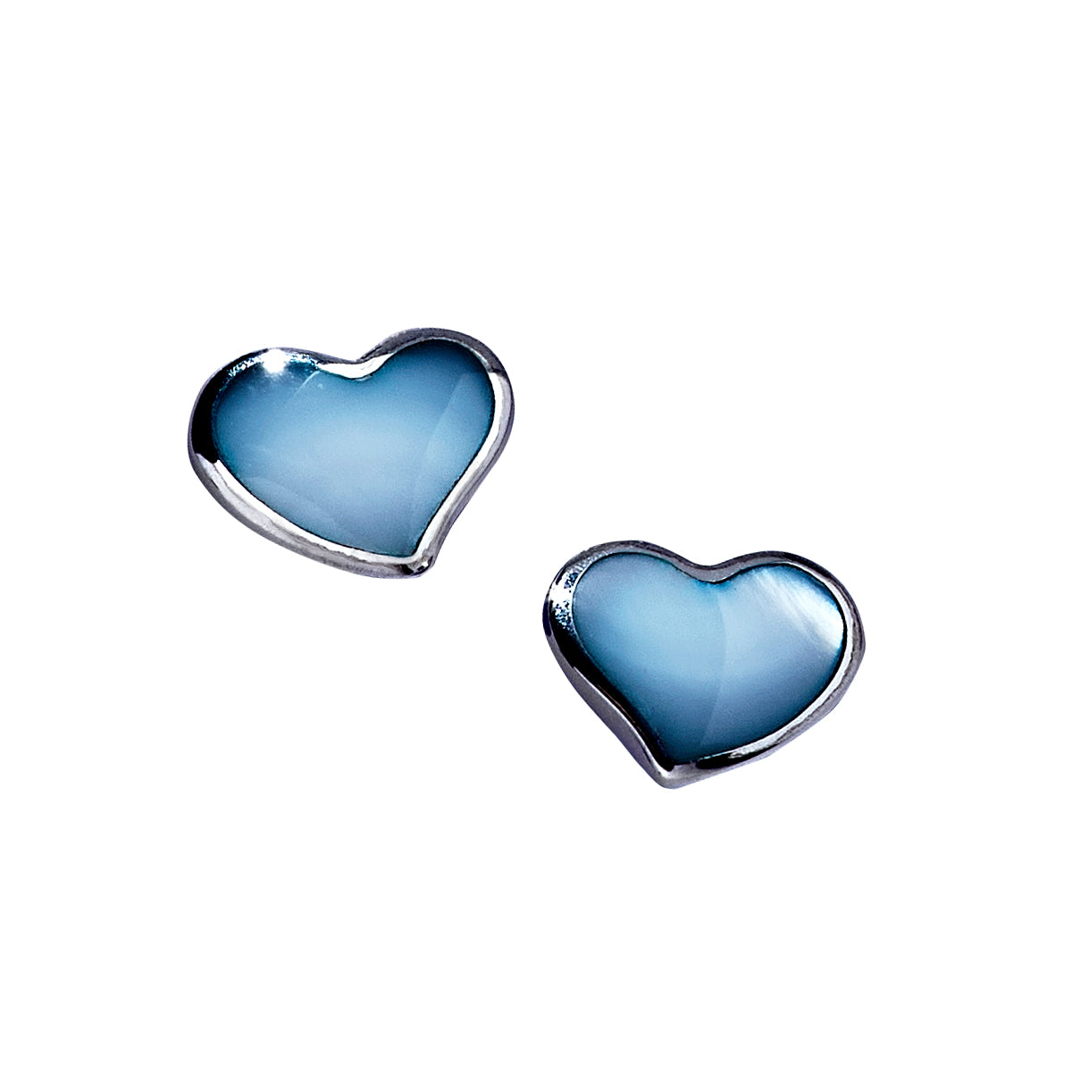 Sterling Silver Gemstone Inlay Heart Stud Earrings