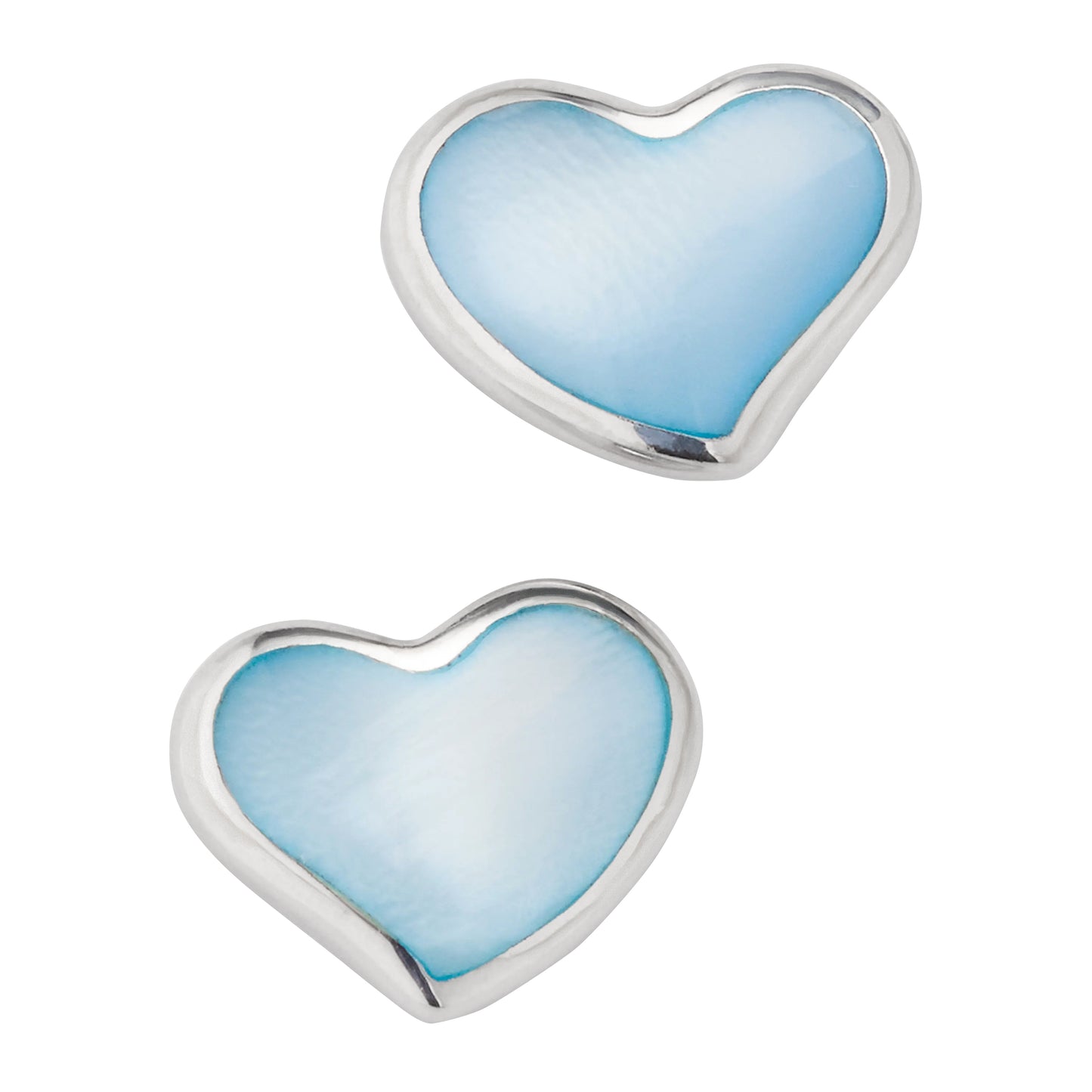 Sterling Silver Gemstone Inlay Heart Stud Earrings