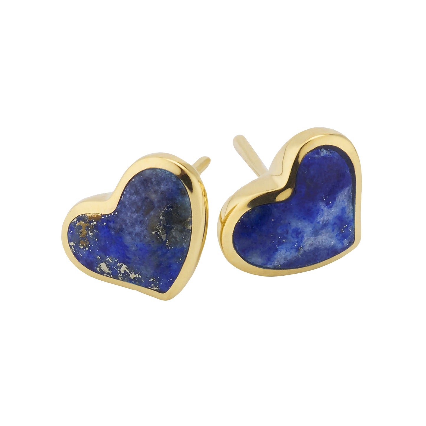 18k Gold-plated Sterling Silver Gemstone Inlay Heart Stud Earrings