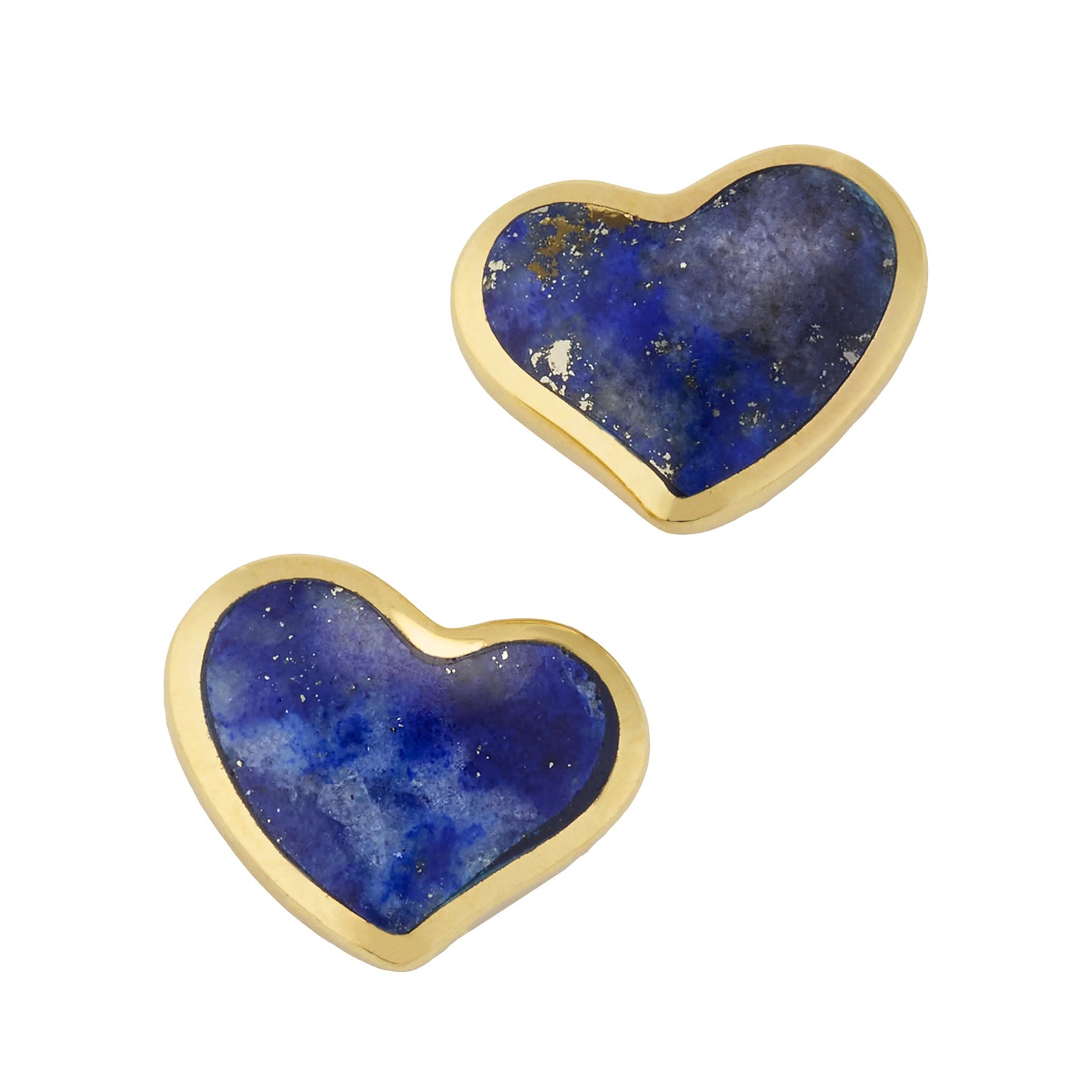 18k Gold-plated Sterling Silver Gemstone Inlay Heart Stud Earrings