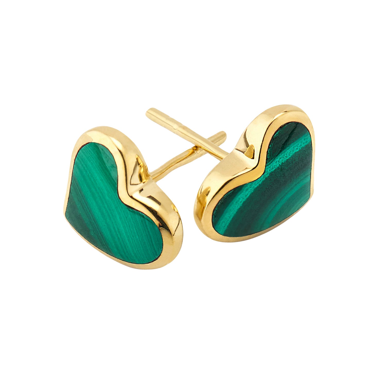 18k Gold-plated Sterling Silver Gemstone Inlay Heart Stud Earrings