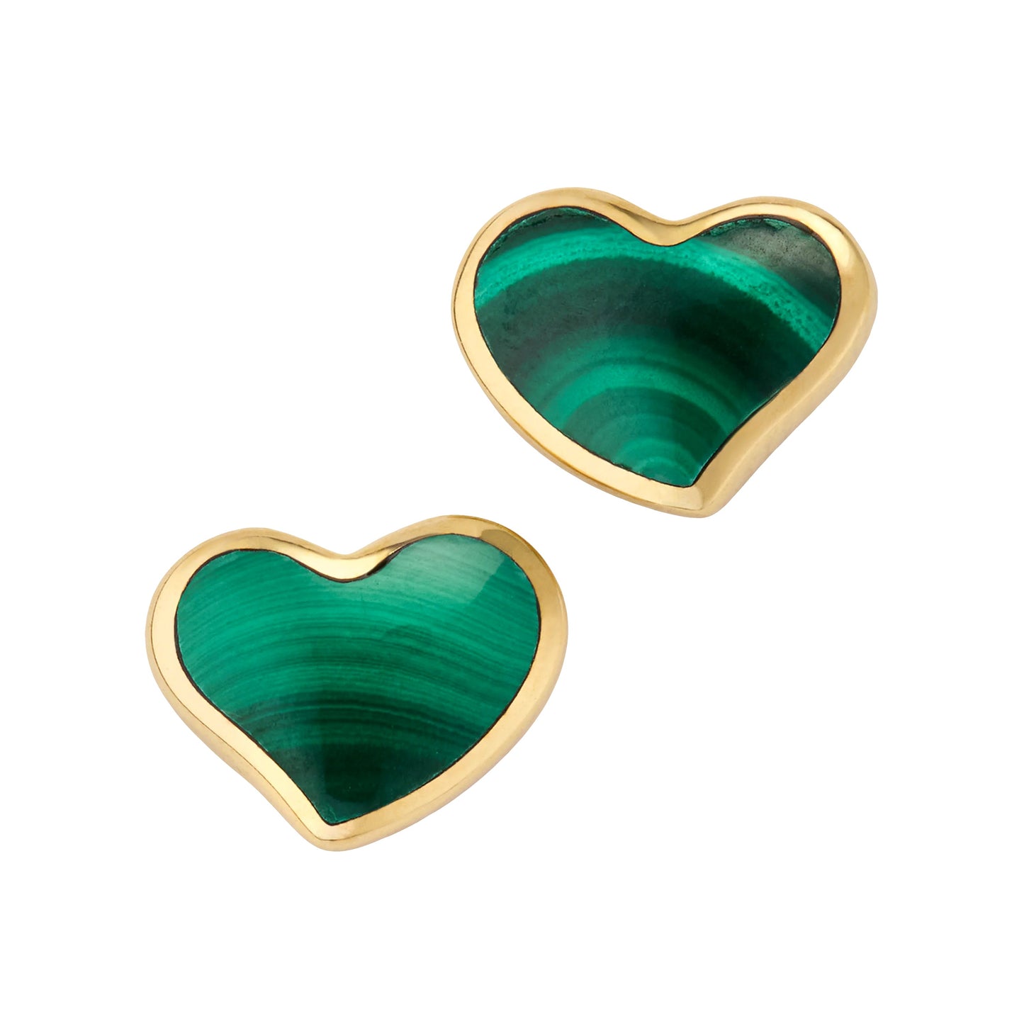 18k Gold-plated Sterling Silver Gemstone Inlay Heart Stud Earrings