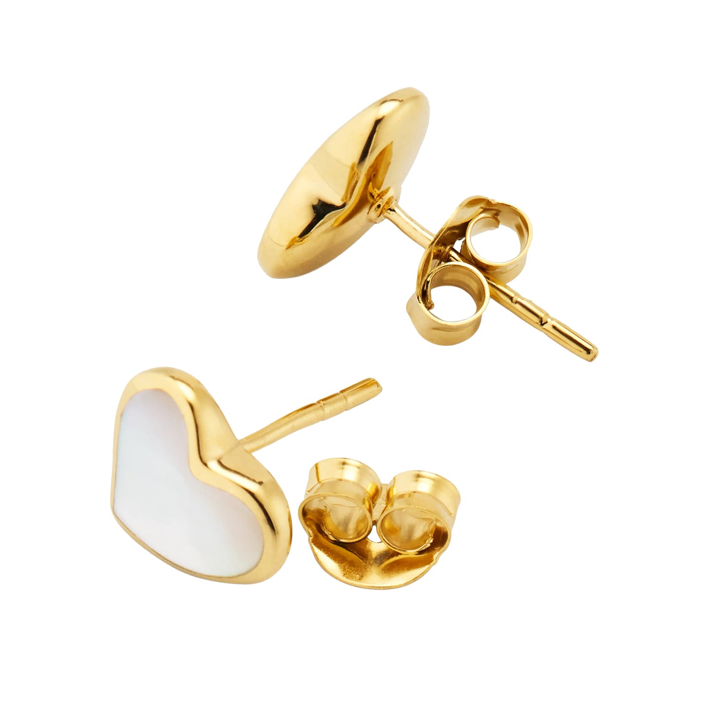 18k Gold-plated Sterling Silver Gemstone Inlay Heart Stud Earrings