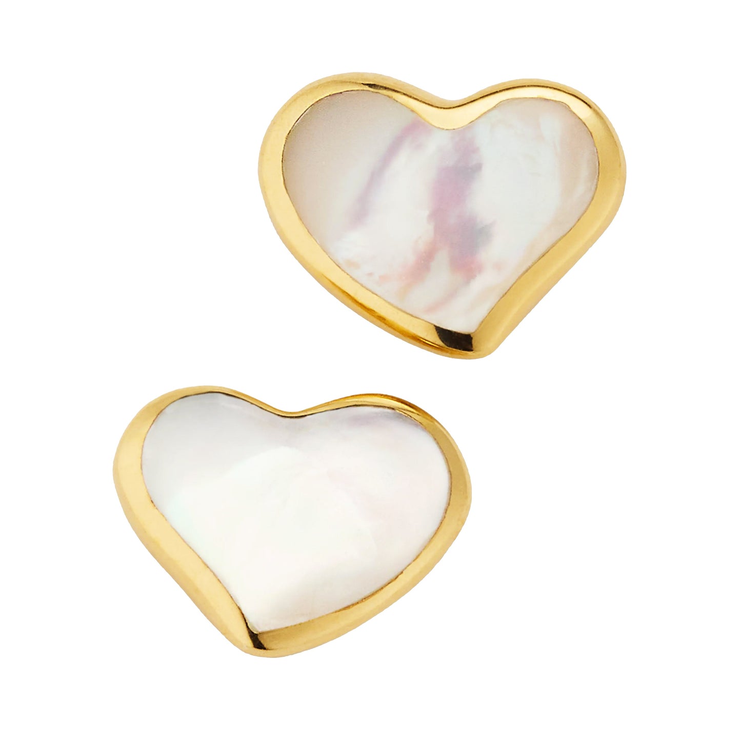 18k Gold-plated Sterling Silver Gemstone Inlay Heart Stud Earrings