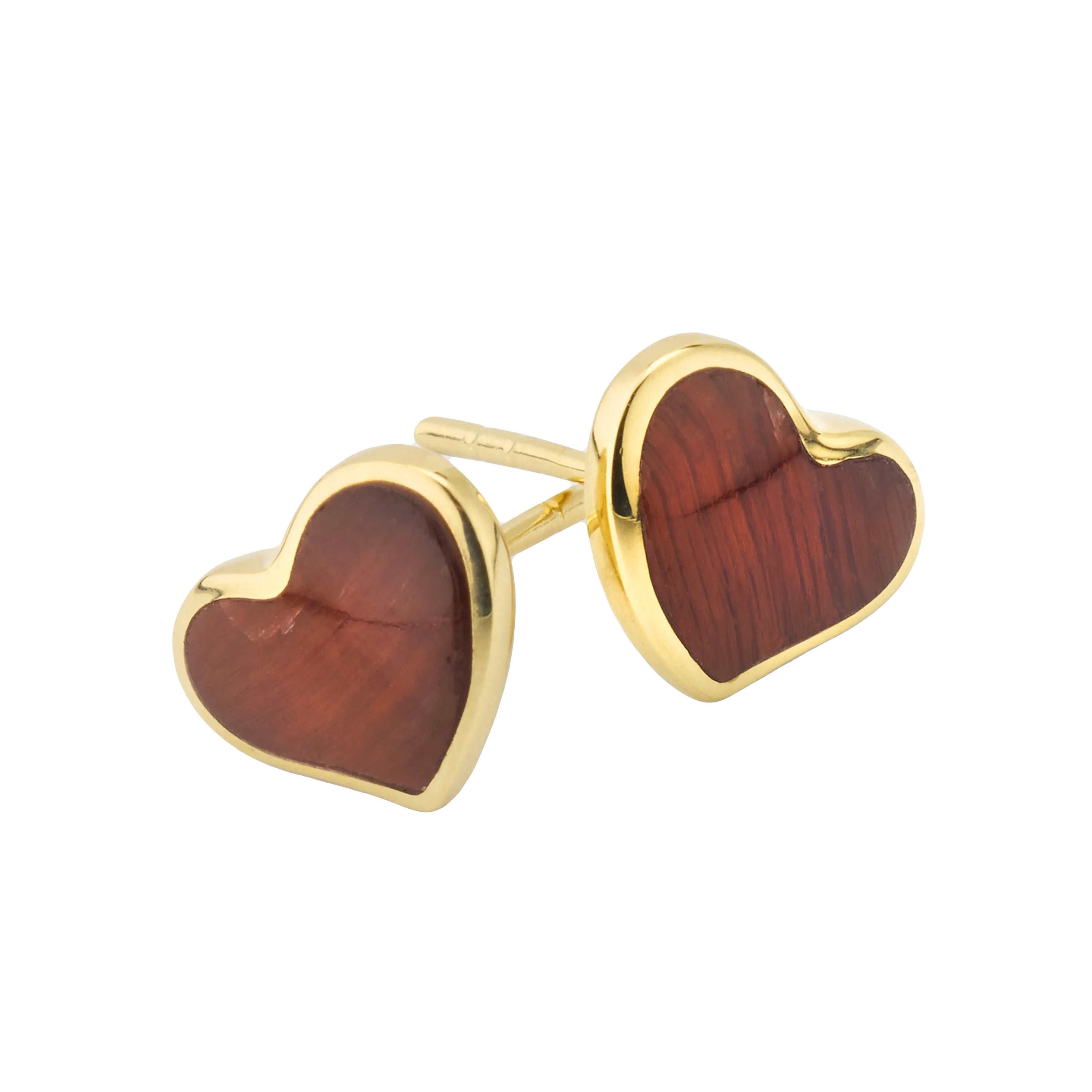 18k Gold-plated Sterling Silver Gemstone Inlay Heart Stud Earrings