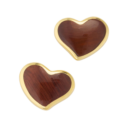 18k Gold-plated Sterling Silver Gemstone Inlay Heart Stud Earrings