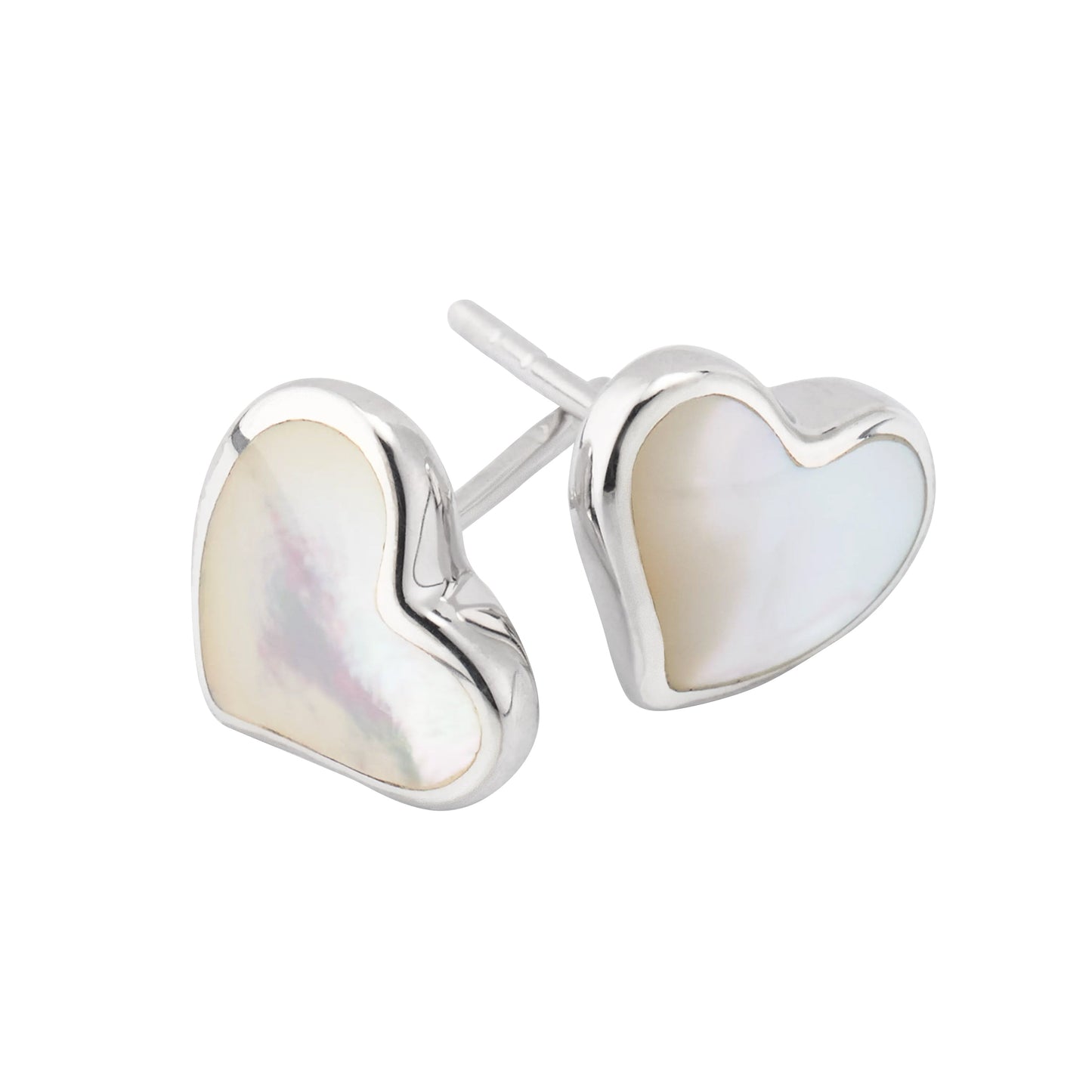 Sterling Silver Gemstone Inlay Heart Stud Earrings