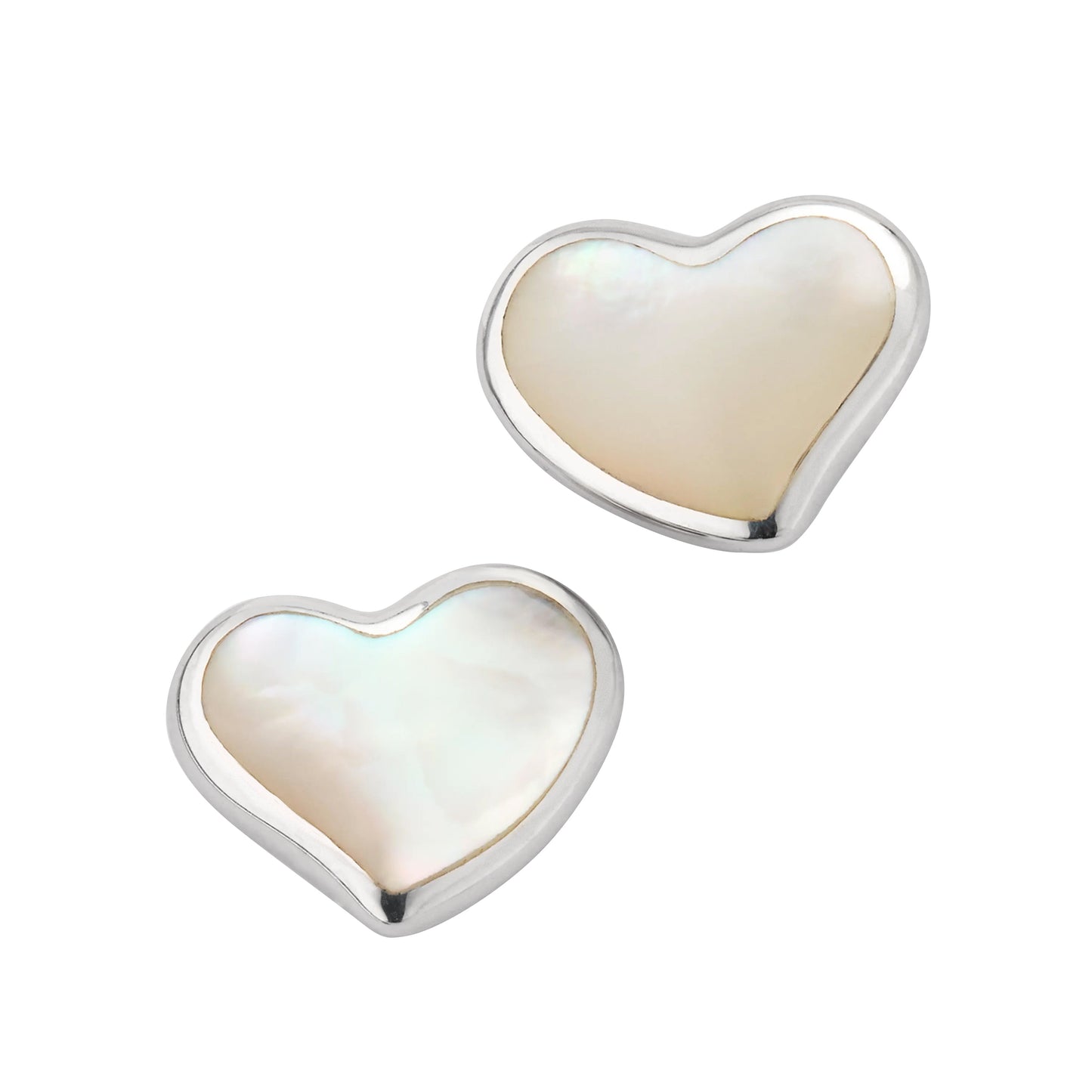 Sterling Silver Gemstone Inlay Heart Stud Earrings