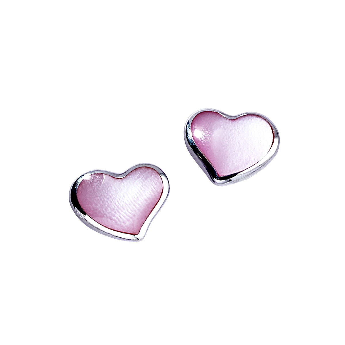 Sterling Silver Gemstone Inlay Heart Stud Earrings